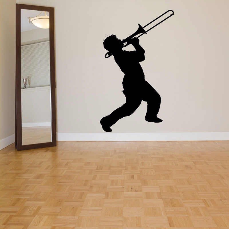 Trombone Trumpet Removable Wall Stickers For Living - Jazz Trombone Silhouette , HD Wallpaper & Backgrounds