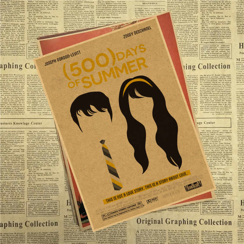 Retro Movie Poster 500 Days Of Summer Kraft Paper Home - 500 Days Of Summer Draw , HD Wallpaper & Backgrounds
