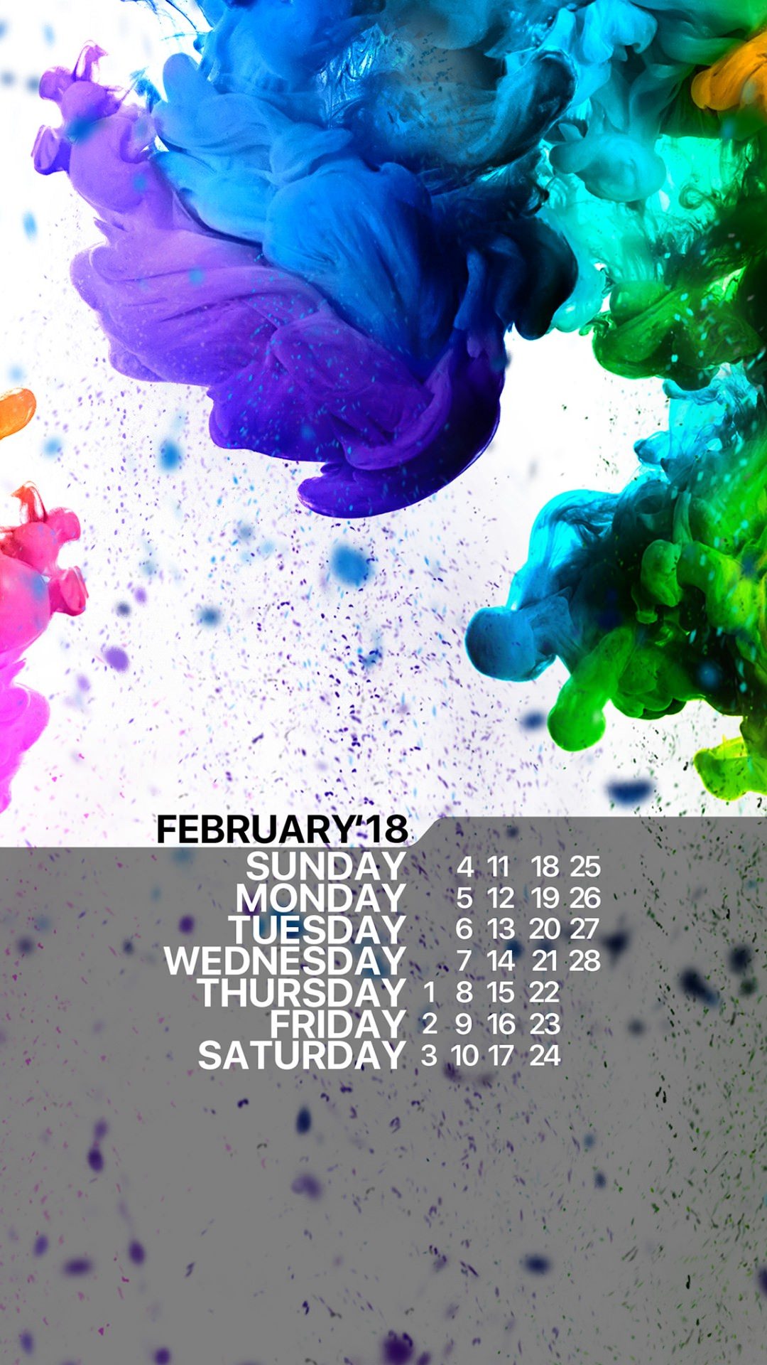 Best February Wallpaper 2k18 - Colourful Ink , HD Wallpaper & Backgrounds