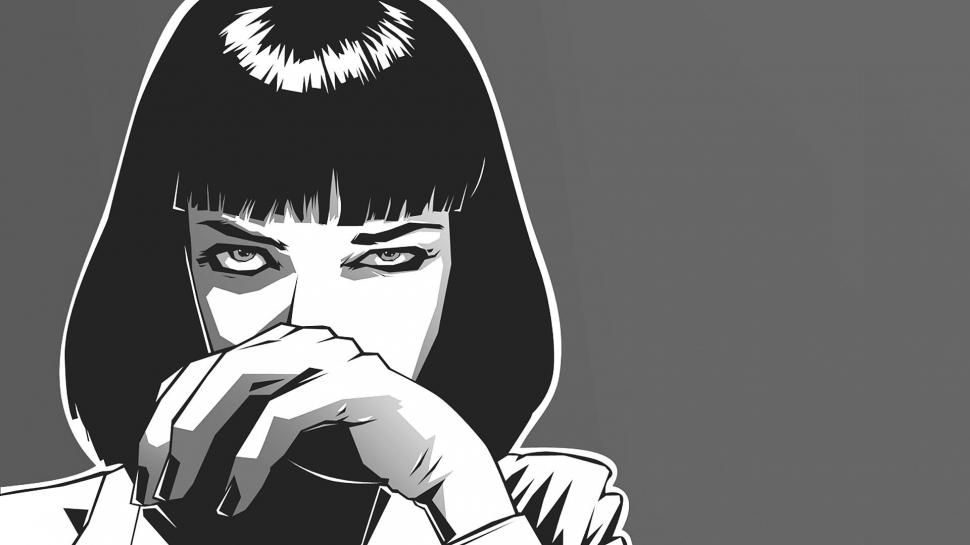 Mia Wallace Artwork Wallpaper - Uma Thurman Pulp Fiction Art , HD Wallpaper & Backgrounds