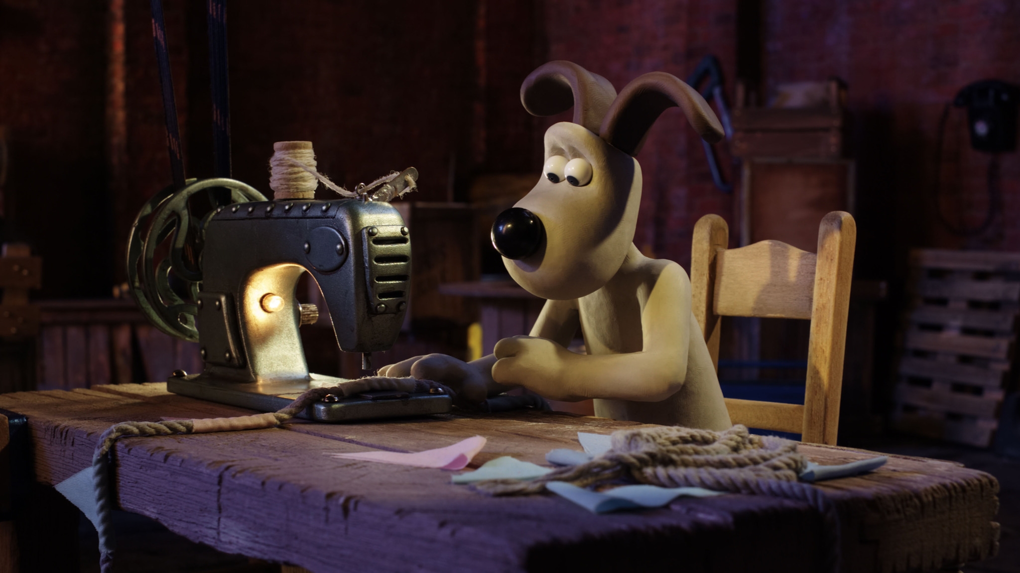 Gromit, Gromit Is Sewing - Wallace And Gromit Scenes , HD Wallpaper & Backgrounds