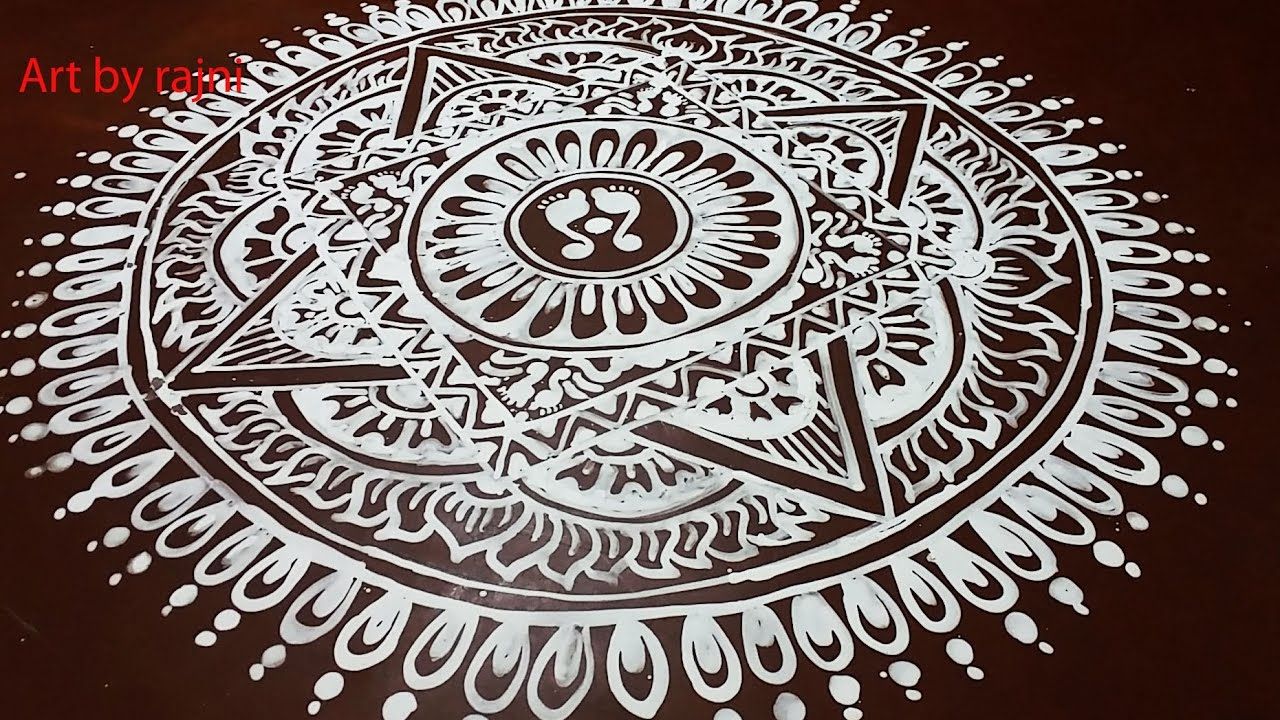 Jhoti Chita Art Floor Art Rangoli Art Easy Alpana Design - Circle , HD Wallpaper & Backgrounds