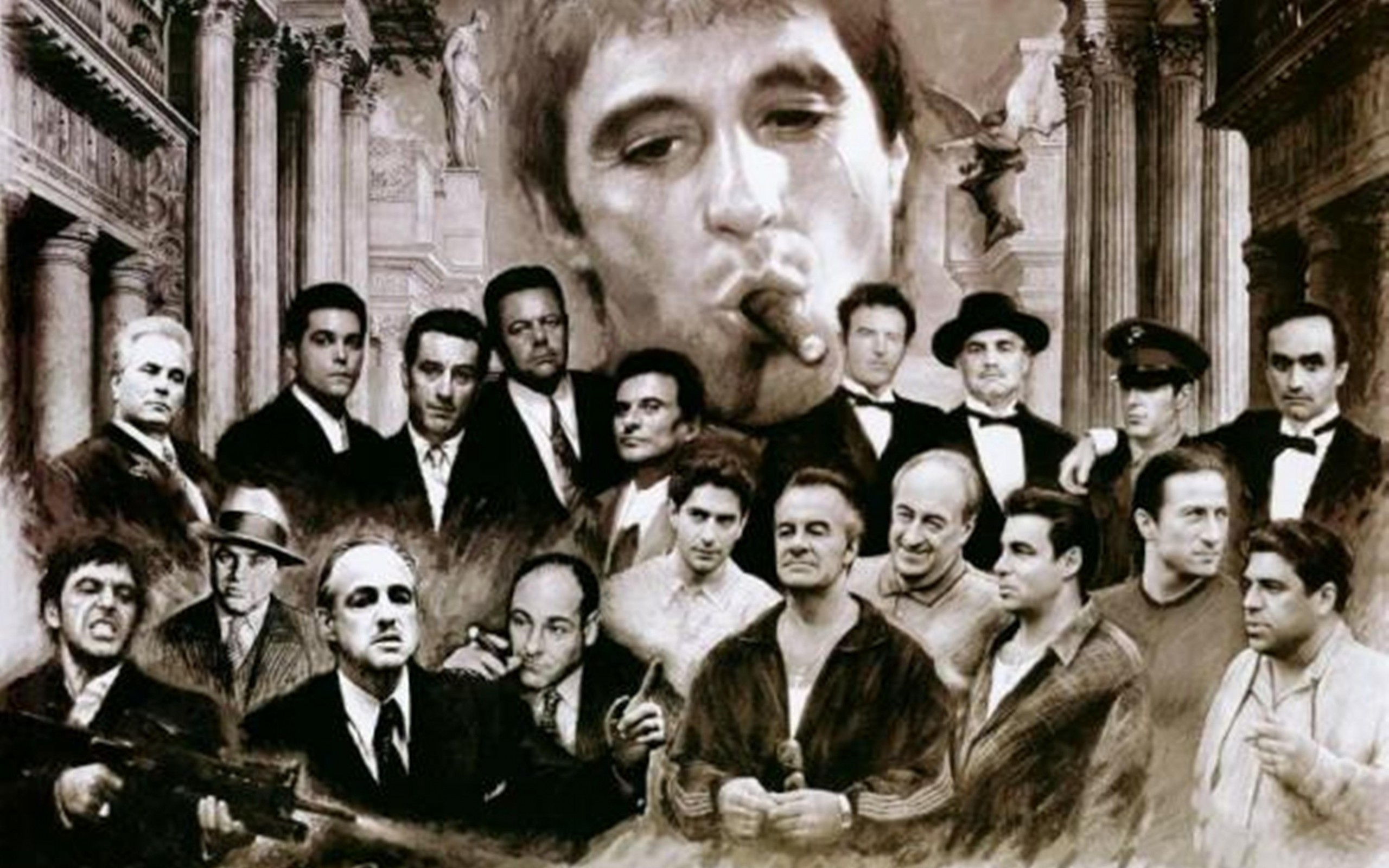 Robert De Niro The Godfather Marlon Brando Al Pacino - Louvre , HD Wallpaper & Backgrounds