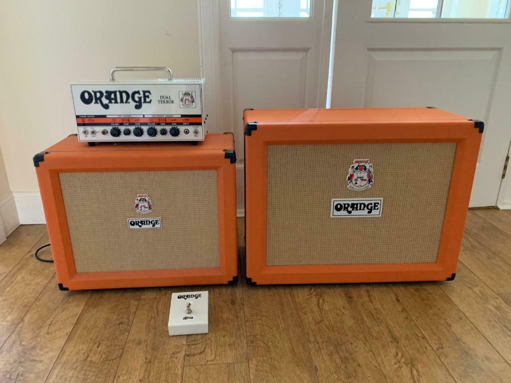 Duel Terror Orange Amp , And Cab & Footswitch - Loudspeaker , HD Wallpaper & Backgrounds