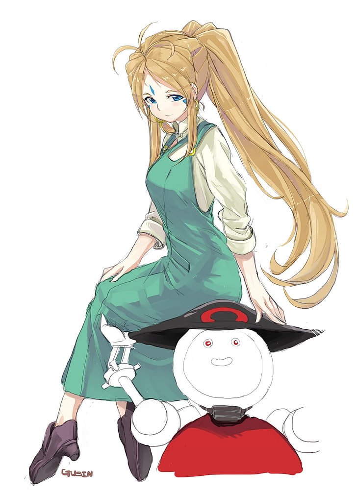 Ah My Goddess , Anime Girls, Belldandy, White Background, - Personagem De Anime Sentado , HD Wallpaper & Backgrounds
