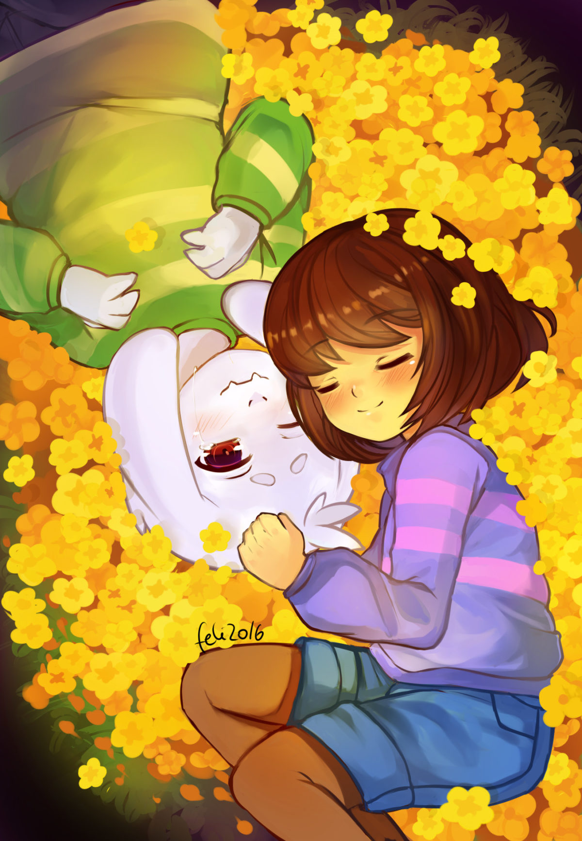 Undertale Fanart Frisk And Asriel , HD Wallpaper & Backgrounds