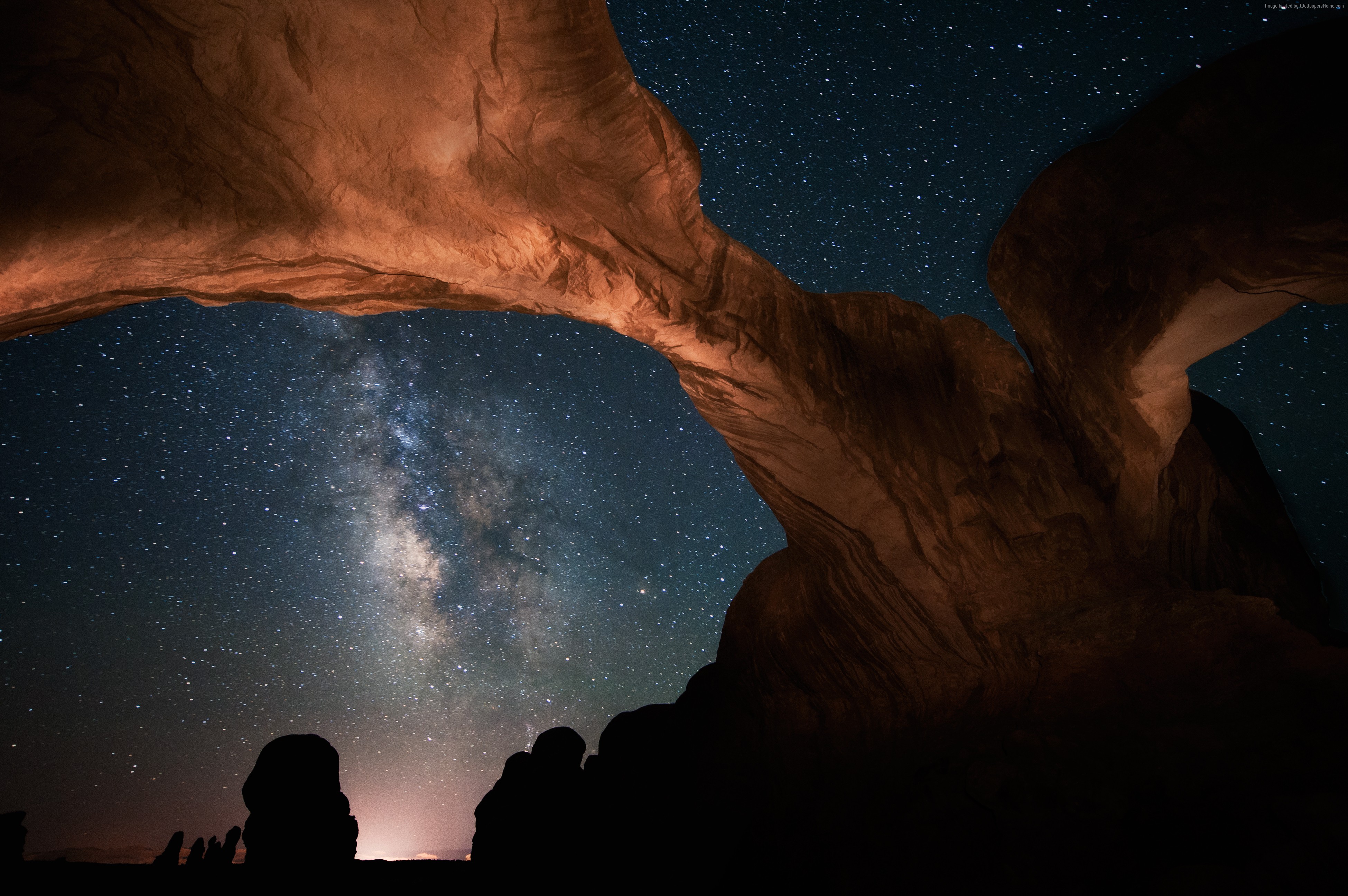 #light, #stars, #mountains, #sky, #night Sky, - Parque Nacional Dos Arcos Utah , HD Wallpaper & Backgrounds