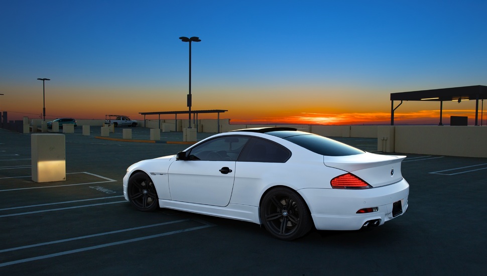 Side View, Bmw, Bmw, Parking, M6, Sunset, Parking, - Bmwe63 White , HD Wallpaper & Backgrounds