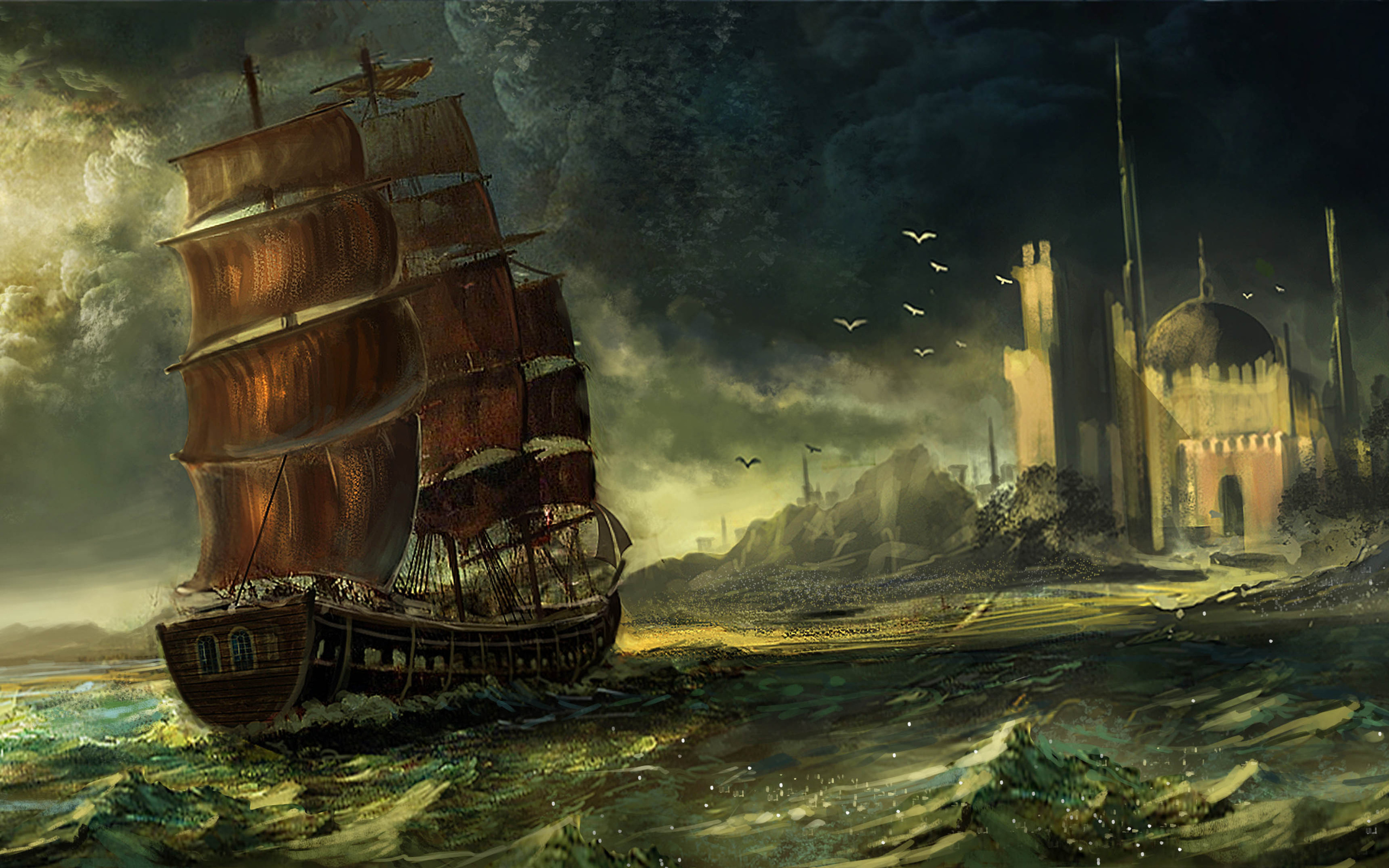 Ship Art - Sailing Ship Art , HD Wallpaper & Backgrounds