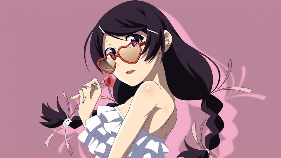 Anime Girls Monogatari Series Hanekawa Tsubasa Braids