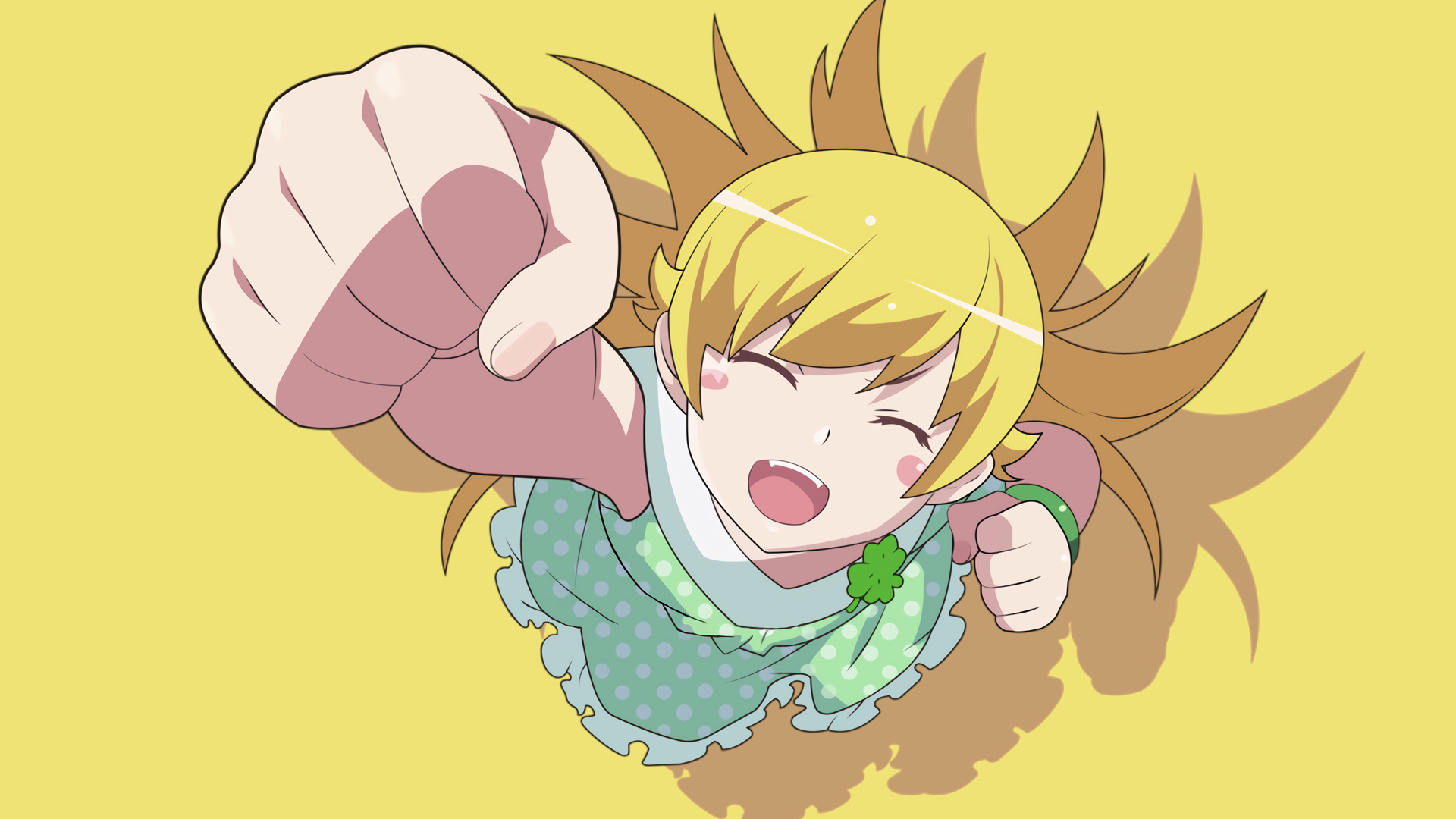 #monogatari Series, #anime Girls, #blonde, #oshino - Shinobu Happy , HD Wallpaper & Backgrounds