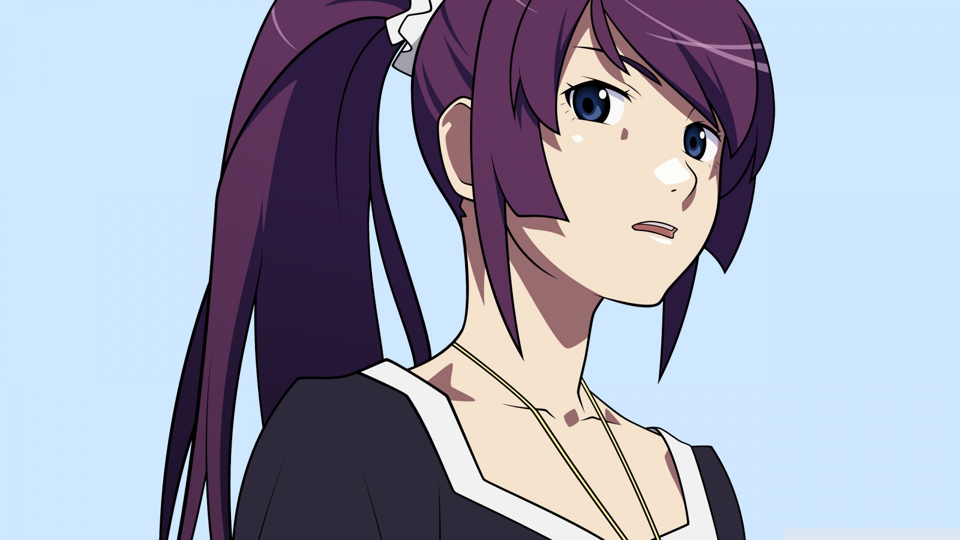 Hd 16 - - Anime Girl Purple Ponytail , HD Wallpaper & Backgrounds
