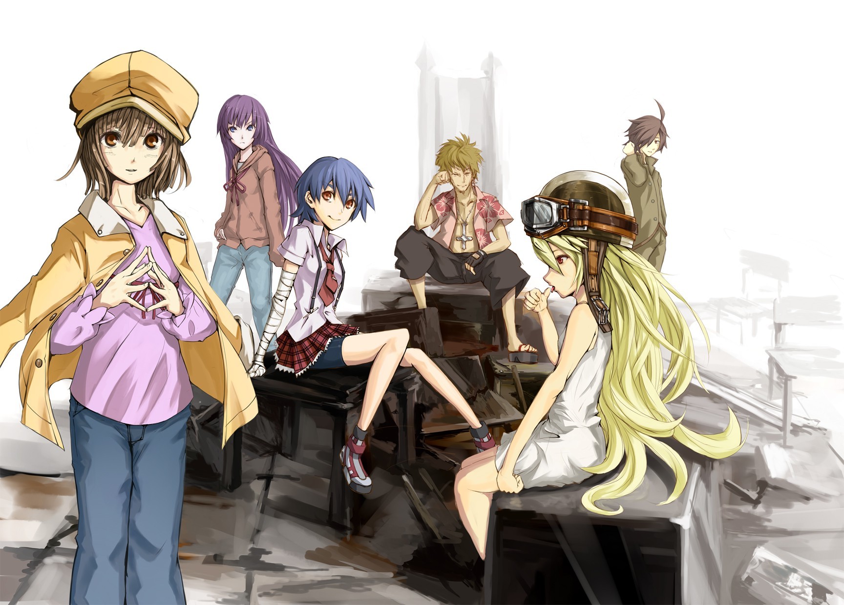 Anime, Anime Girls, Monogatari Series, Araragi Koyomi, - Cartoon , HD Wallpaper & Backgrounds