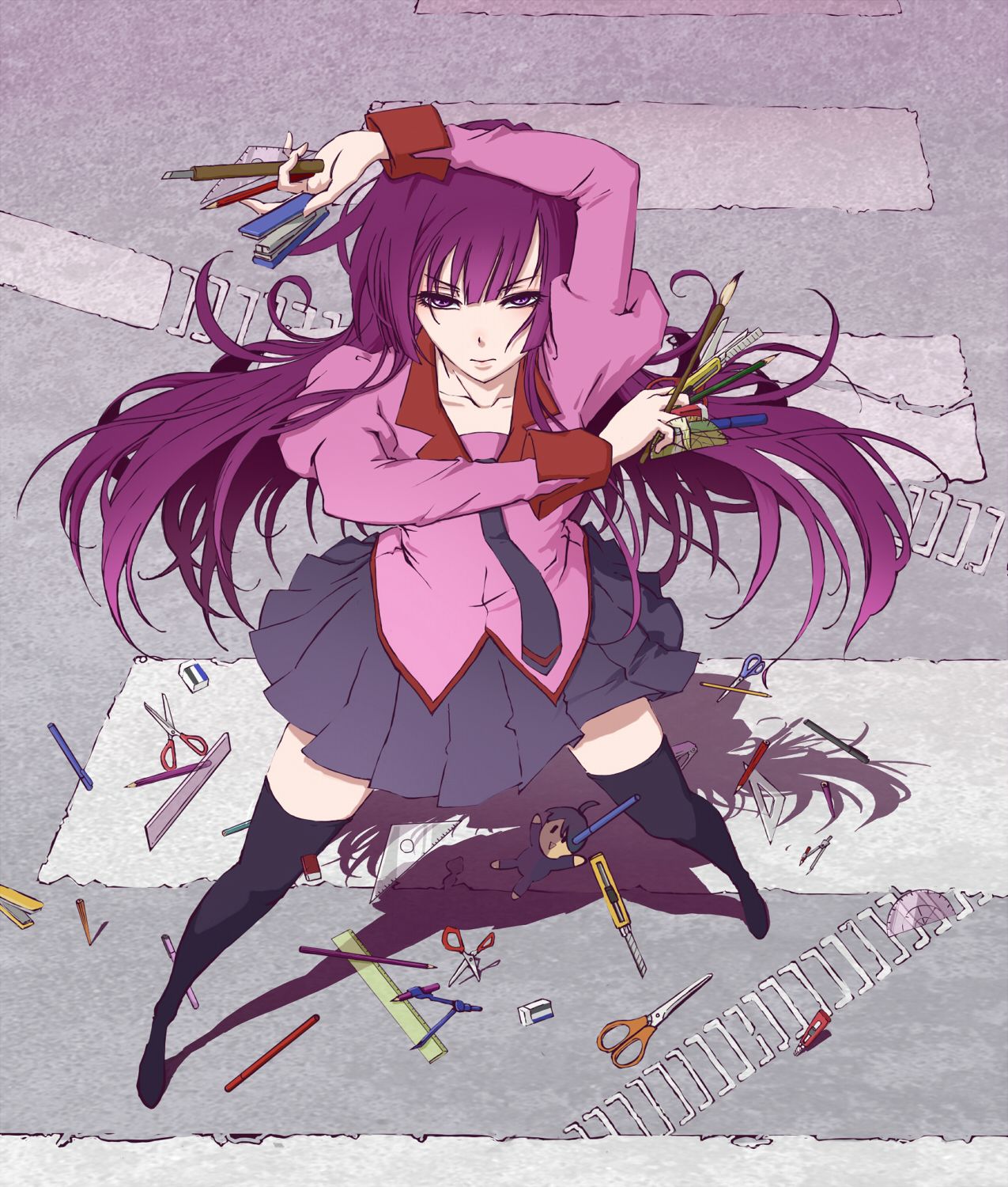 #monogatari Series, #senjougahara Hitagi, #anime Girls, - Senjougahara Hitagi Scissors , HD Wallpaper & Backgrounds