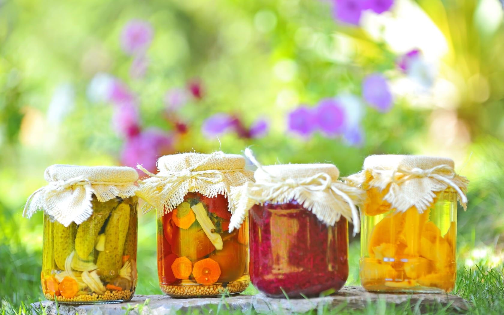 Four Pickle Fruit Jars Hd Wallpaper - Pickles Hd , HD Wallpaper & Backgrounds