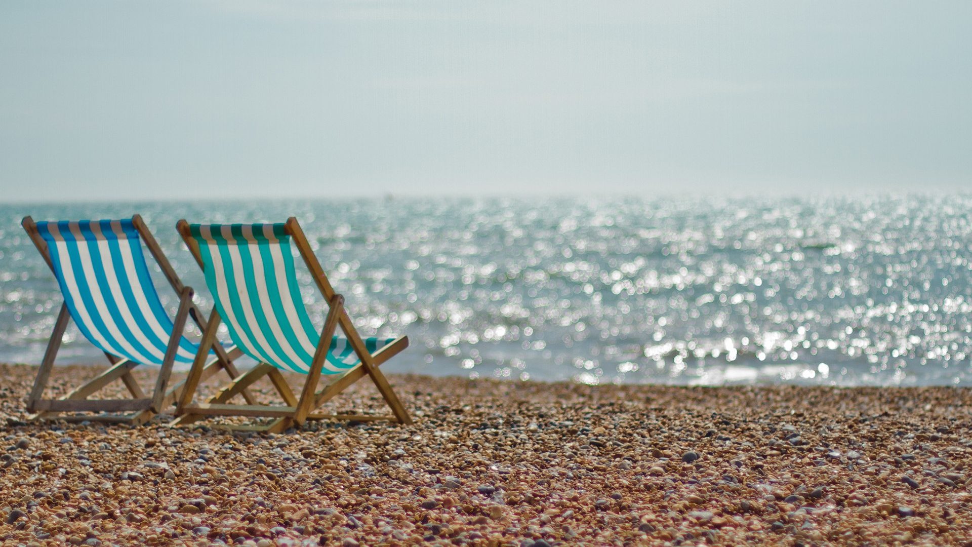 Beach Chairs Wallpaper Wide Wallpaper - Beach Sand 2 Chairs , HD Wallpaper & Backgrounds