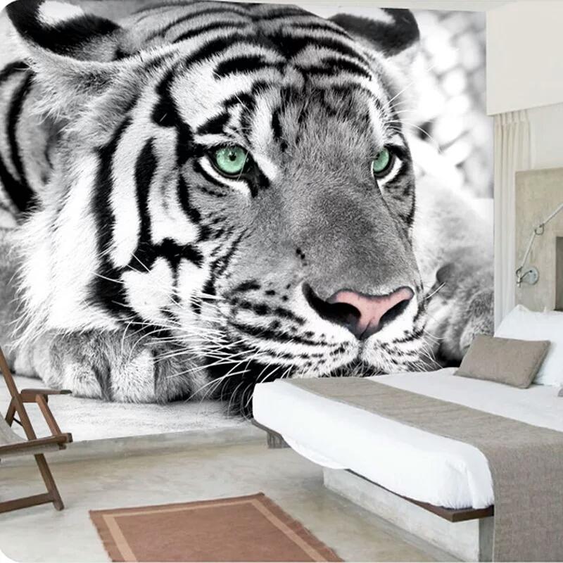 Animal Tiger Wall Painting Living Room Bedroom Entrance - Fondos De Pantalla Tigre Blanco , HD Wallpaper & Backgrounds