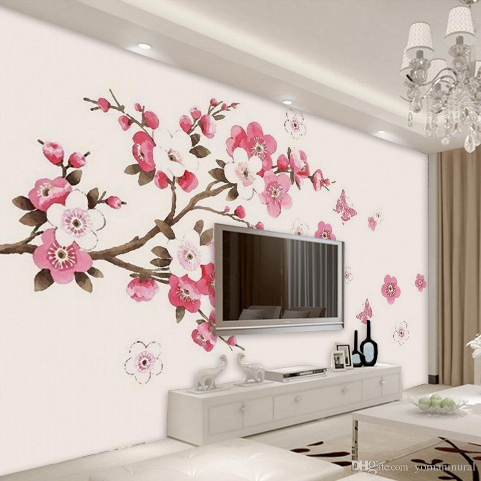 Wall Color For Tv Background Best Of 3d Stereo Wallpaper - Sakura Flower , HD Wallpaper & Backgrounds