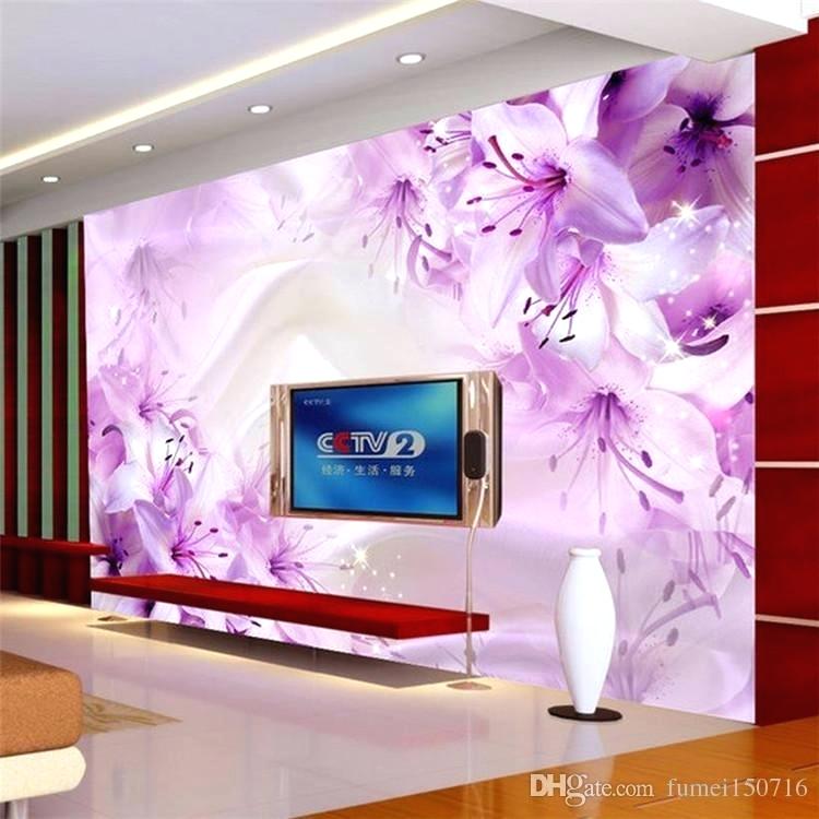 Silk Wallpaper Romantic Stereo Purple Flower Silk Wallpaper - Wallpaper , HD Wallpaper & Backgrounds