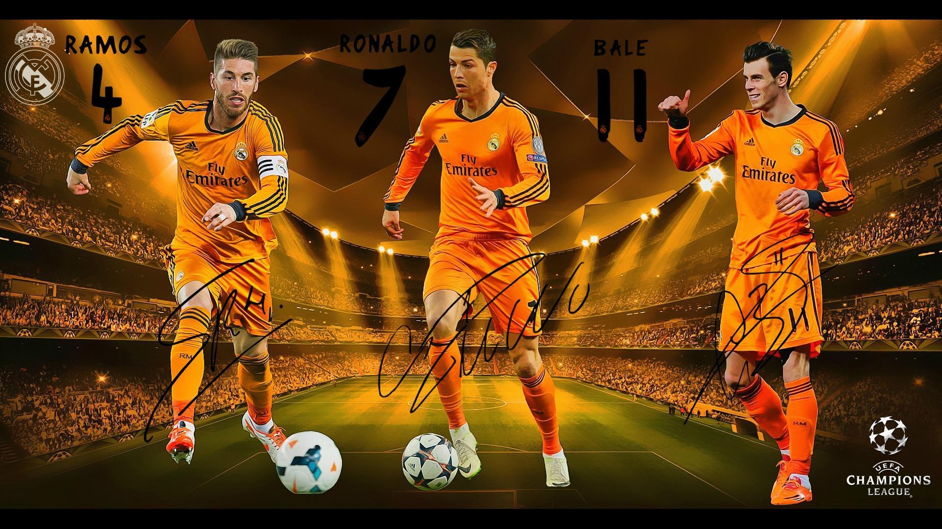 Real Madrid Karim Benzema Real Madrid Celebrating Real - Real Madrid Bale And Ronaldo , HD Wallpaper & Backgrounds