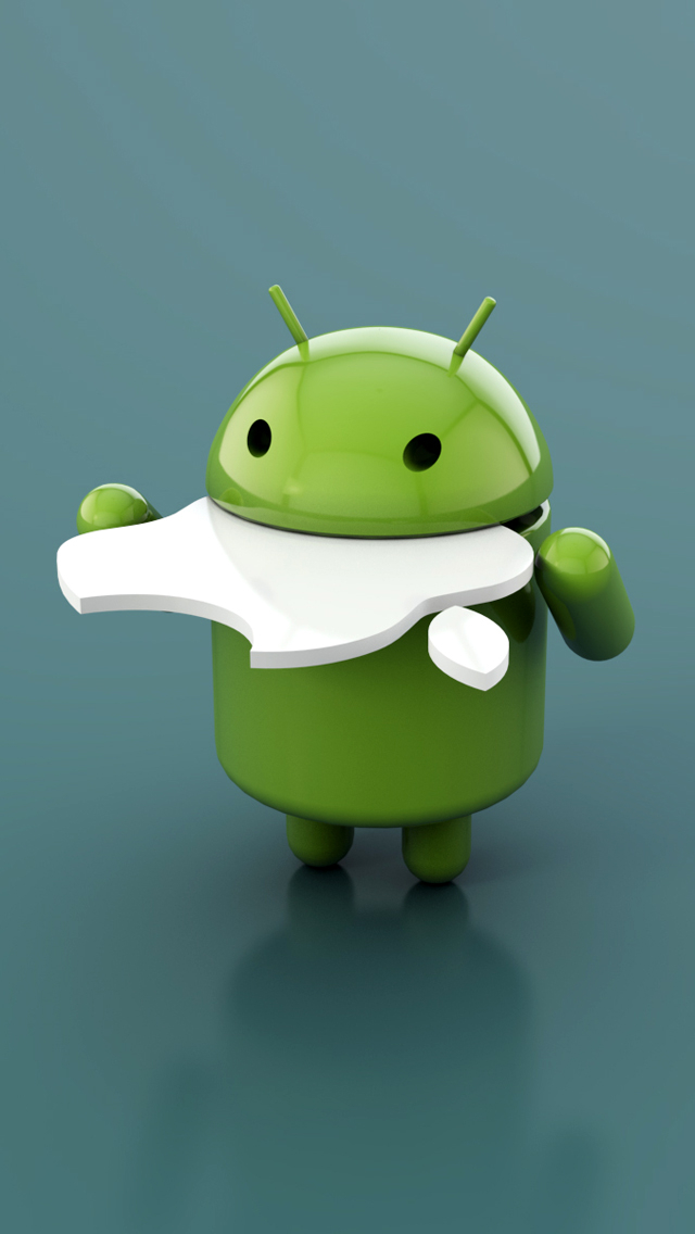 Android Iphone Wallpaper 640×480 - Android Eating Apple Logo , HD Wallpaper & Backgrounds