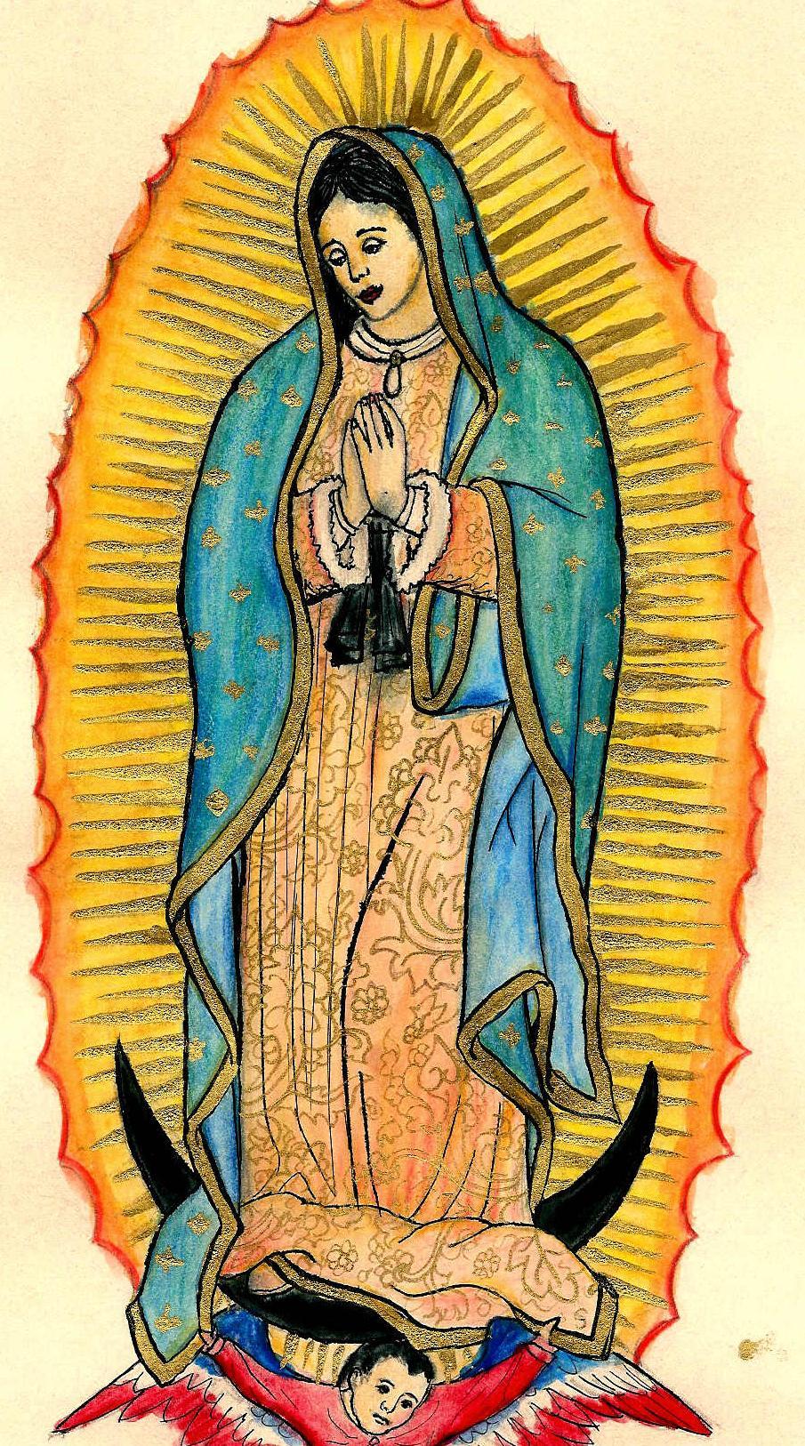 Mama Mary Wallpaper Source - Lady Of Guadalupe Cartoon , HD Wallpaper & Backgrounds