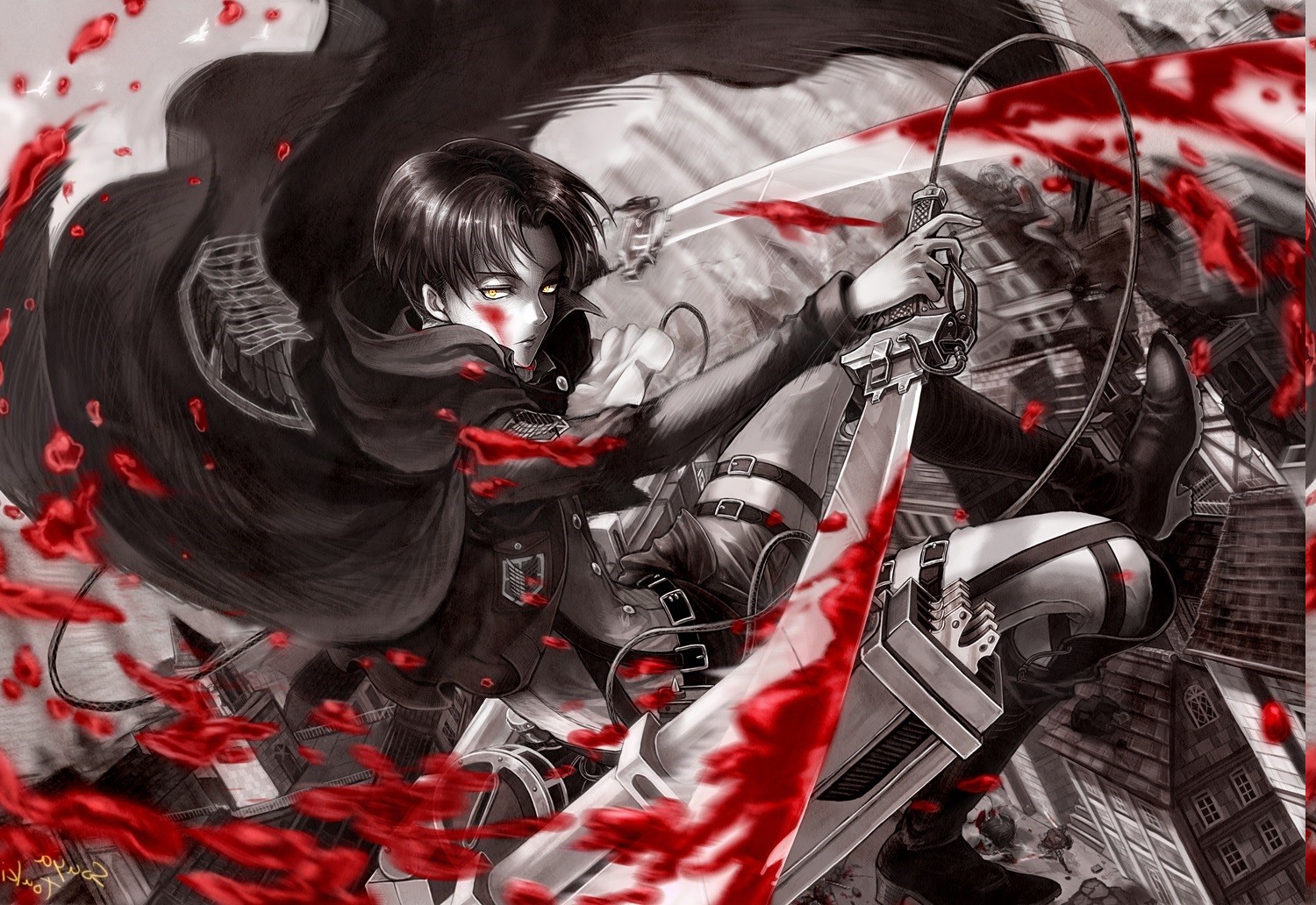 Anime, Anime Boys, Shingeki No Kyojin, Blood, Levi - Levi Ackerman Wallpaper Hd , HD Wallpaper & Backgrounds