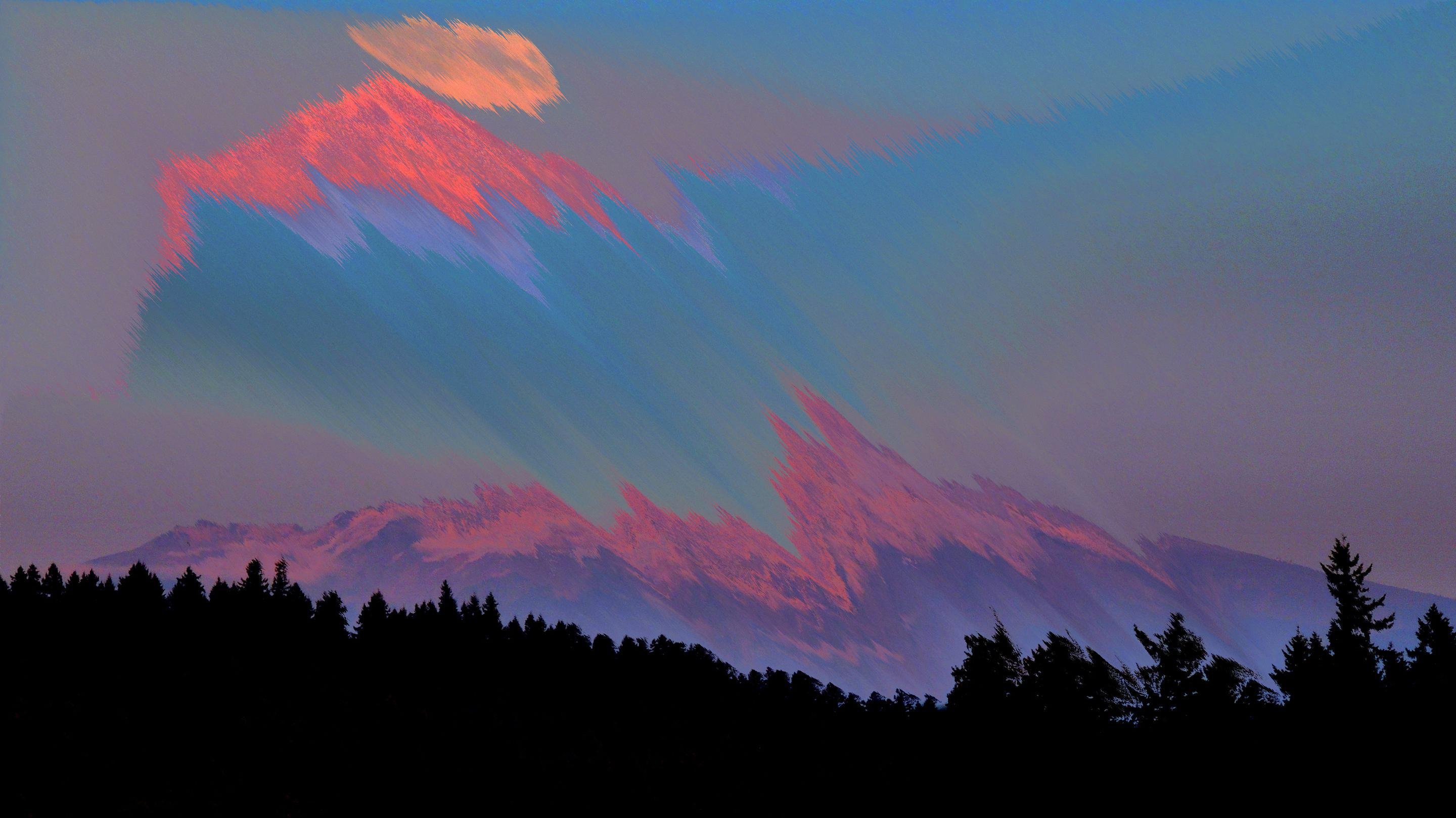 Glitch Art Of Mount Fuji Wallpaper - Mount Shasta Full Moon , HD Wallpaper & Backgrounds