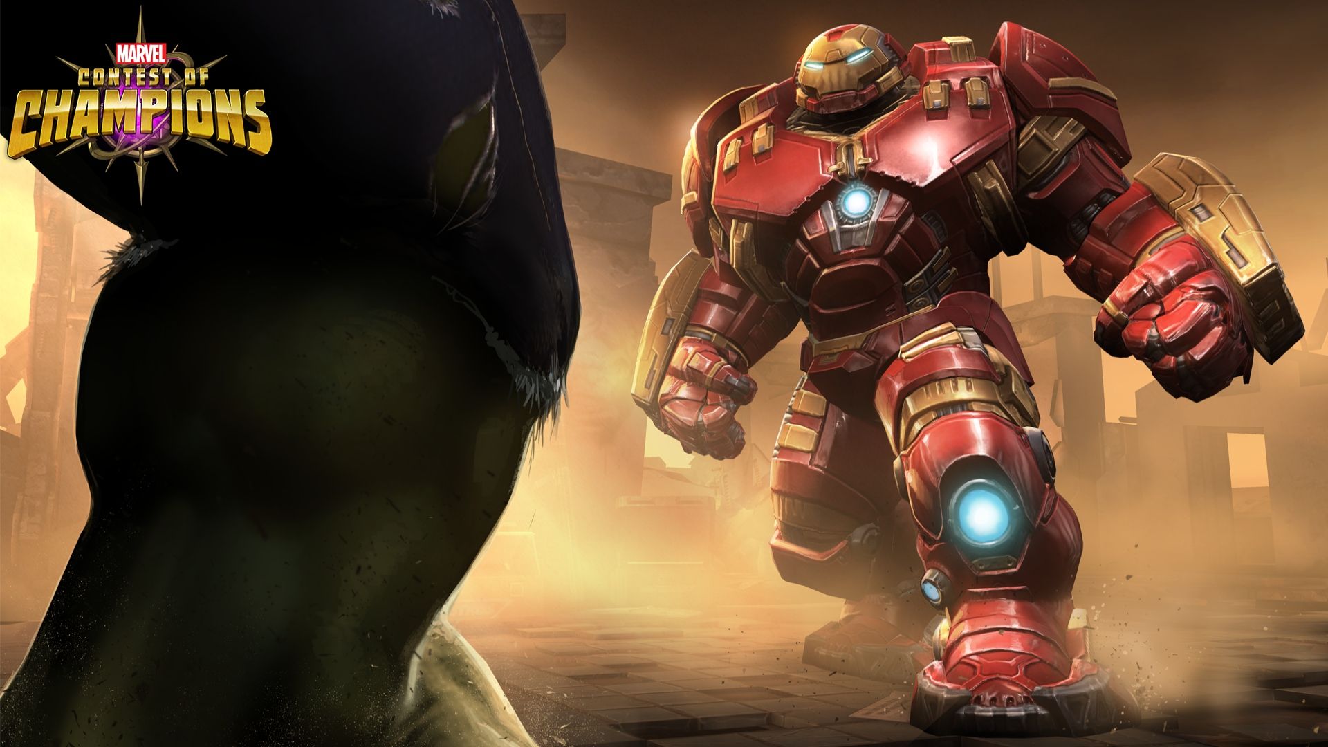 Marvel Contest Of Champions Backgrounds - Marvel Iron Man Hulkbuster , HD Wallpaper & Backgrounds