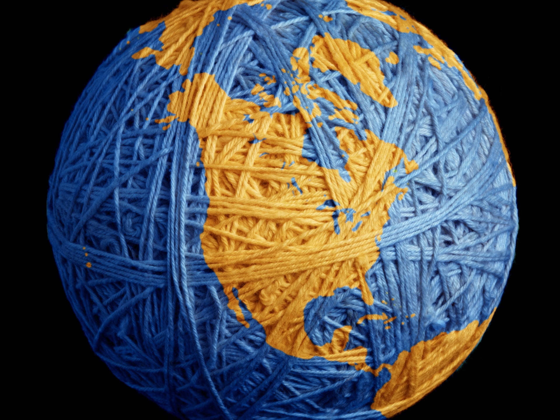Blue And Yellow Yarn Hd Wallpaper - Thread Globe , HD Wallpaper & Backgrounds