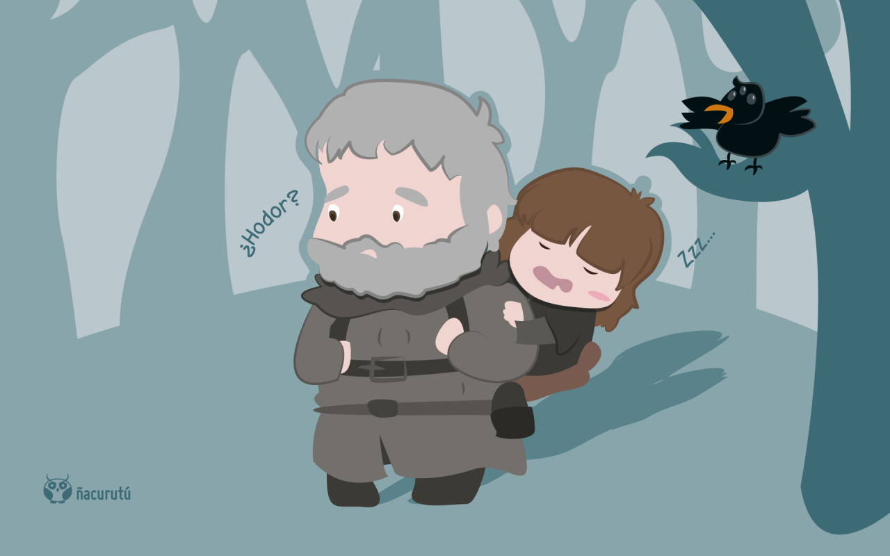 Adorable Hodor And Bran Cartoon Style Fan Art By Irenechapez - Cartoon , HD Wallpaper & Backgrounds