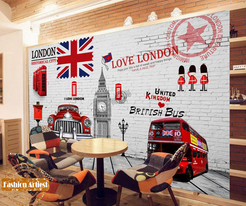 Custom 3d British Red Bus Wallpaper Mural Uk London - Лондон Обои На Стену , HD Wallpaper & Backgrounds