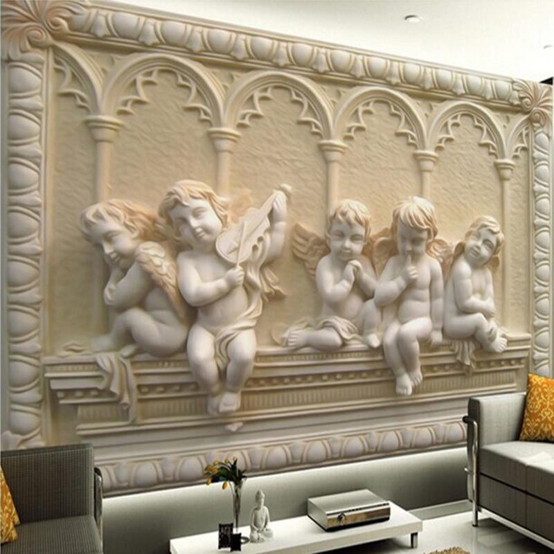 3d Wall Mural Wallpaper 3d Stereoscopic Angel Carving - Customized Wallpaper Design , HD Wallpaper & Backgrounds