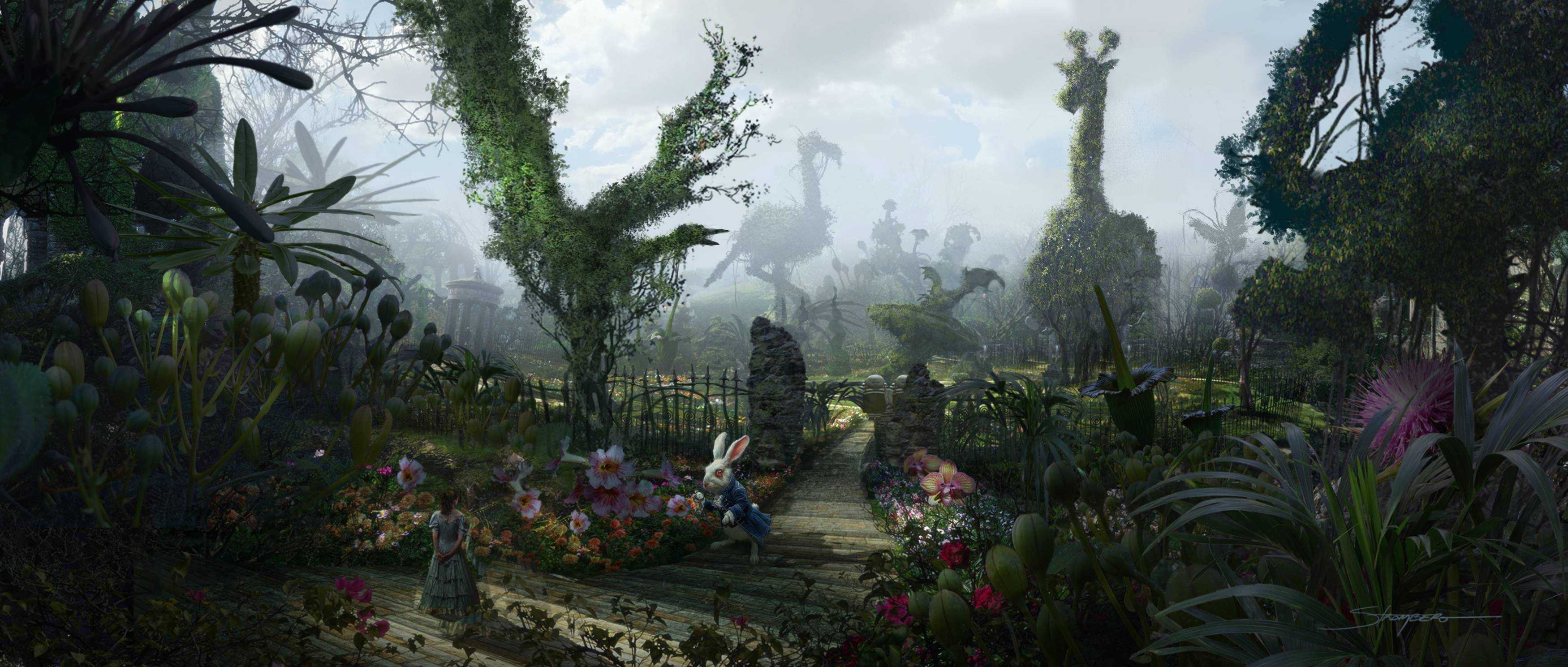 Alice In Wonderland Hd Wallpaper - Alice In Wonderland Tim Burton Set , HD Wallpaper & Backgrounds
