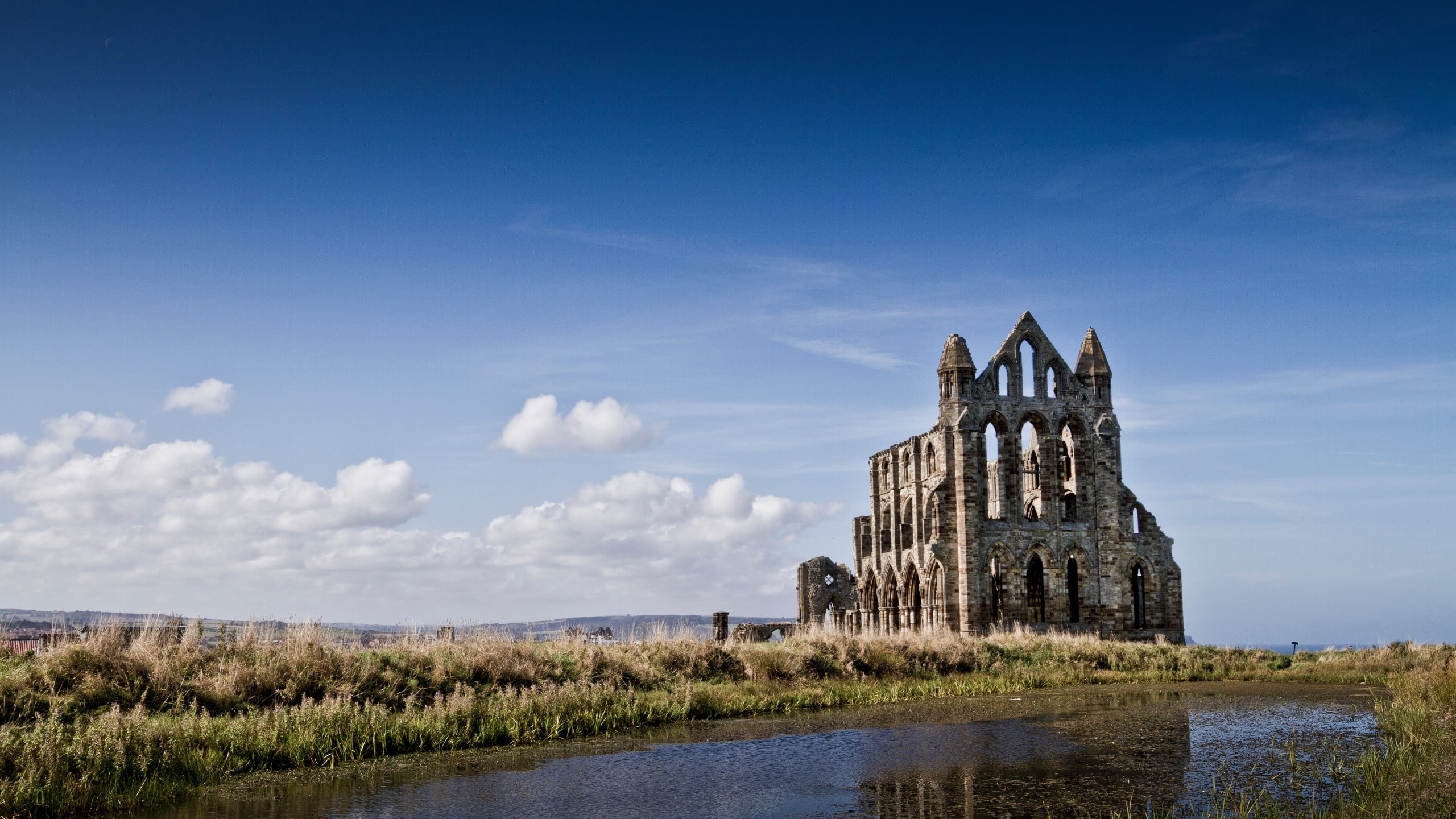 Gray Cathedral, Church, Whitby Abbey, England, River - Whitby Abbey , HD Wallpaper & Backgrounds