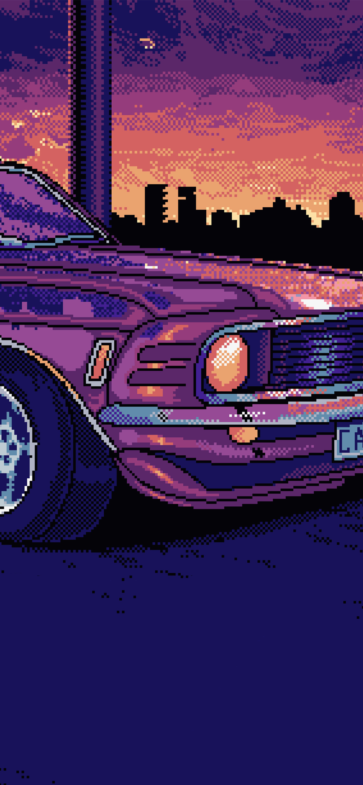 8 Bit Mustang Iphone Xs Max Hd 4k Wallpapers Images - Car Night Anime Gif , HD Wallpaper & Backgrounds