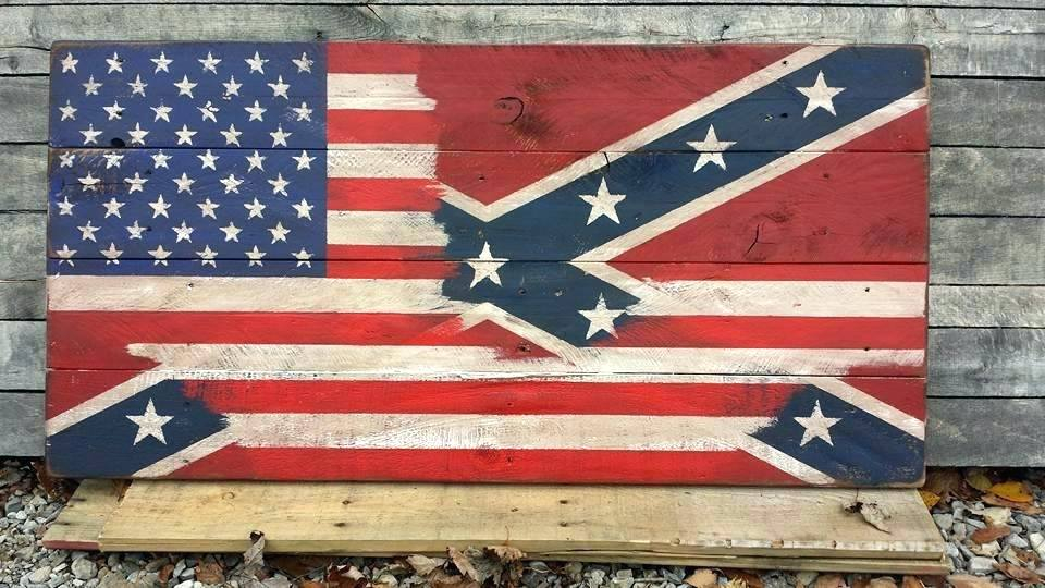 Diy Wood American Flag Flag Themed Coffee Table Diy - American Flag Faded To Confederate Flag , HD Wallpaper & Backgrounds