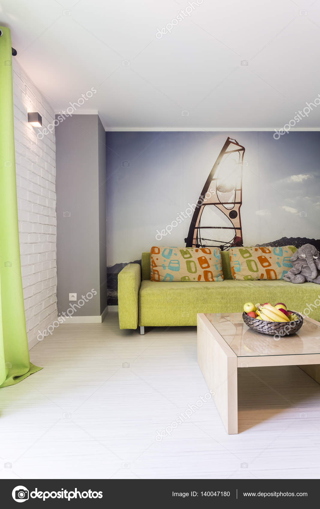 Colourful Room With Windsurfing Themed Wallpaper And - Interior Design , HD Wallpaper & Backgrounds
