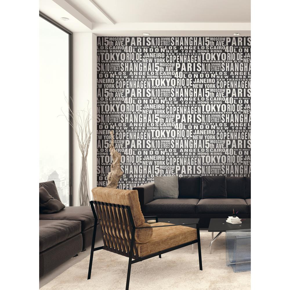 Nextwall Around The World Peel And Stick Wallpaper - Peel And Stick Wallpaper Black , HD Wallpaper & Backgrounds