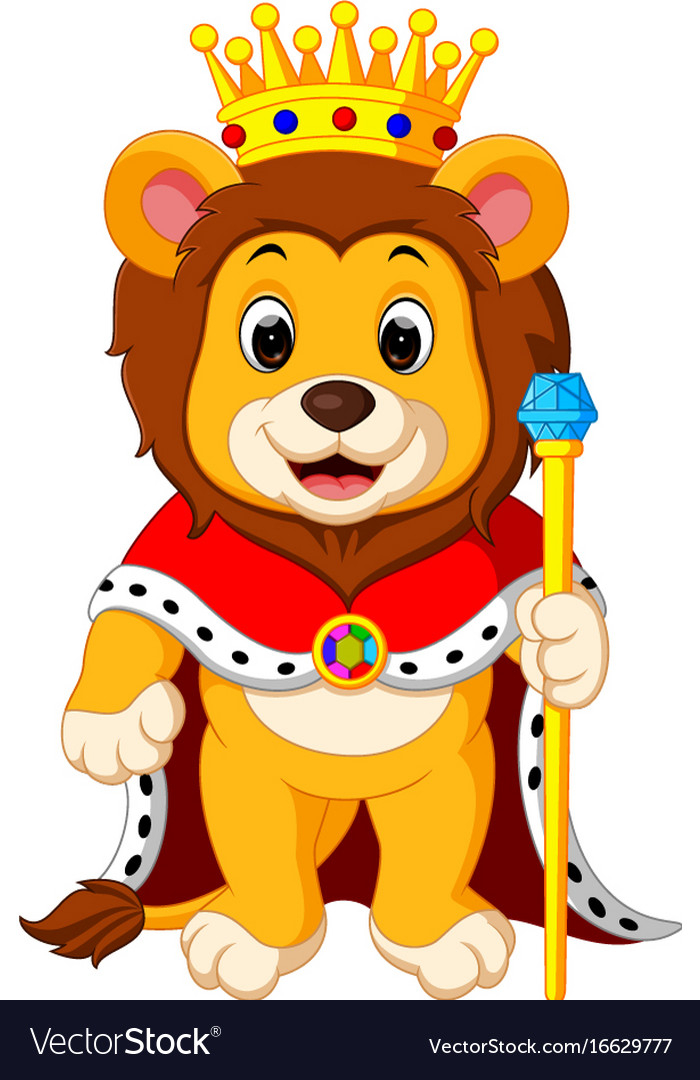 Unik Lion With Crown Royalty Free Vector Image Vectorstock - Cute Lion Picture Cartoon , HD Wallpaper & Backgrounds