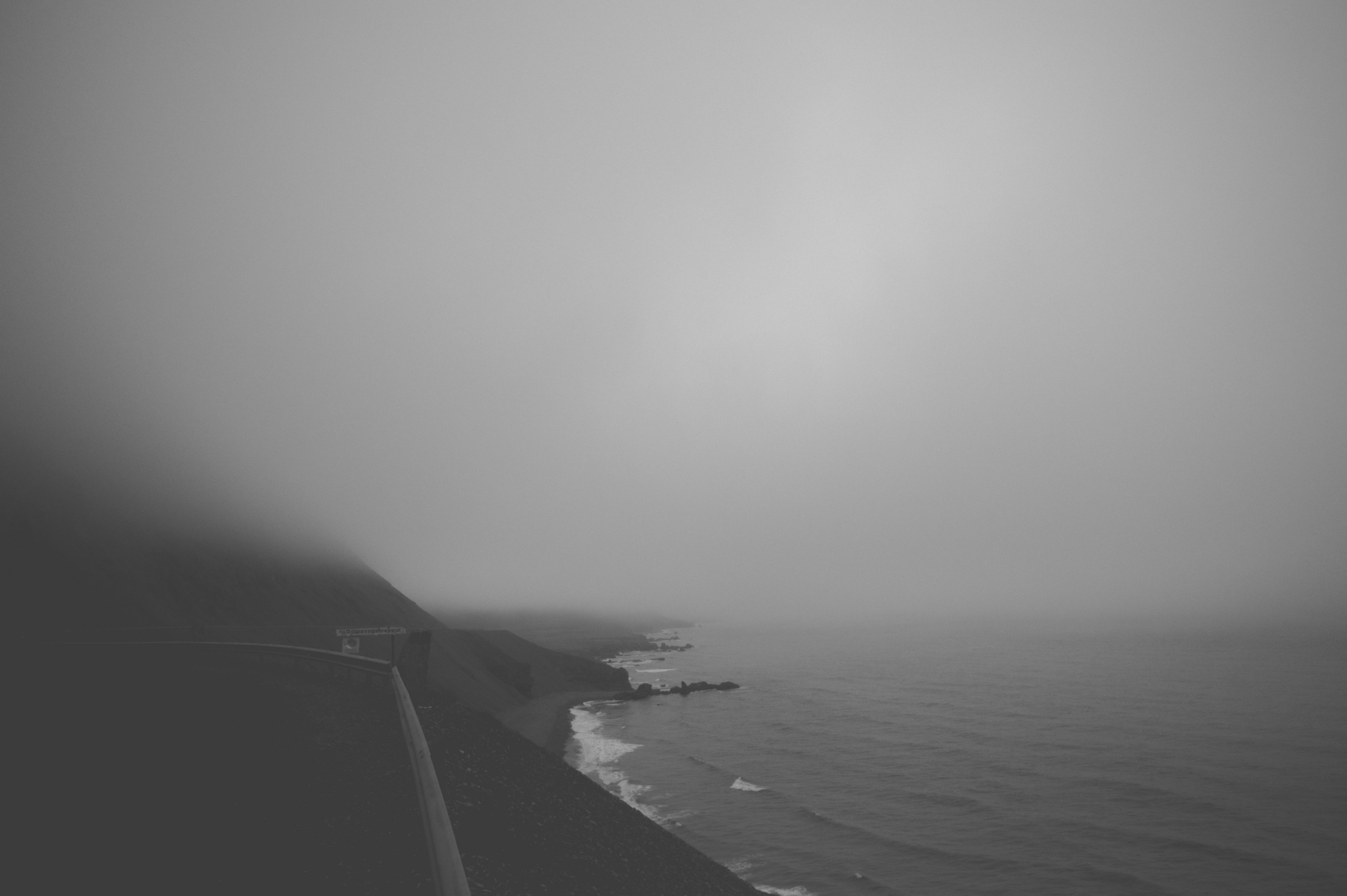 #3840x2553 Monochromatic Mist Covers The Seashore And - Dark Sea Fog , HD Wallpaper & Backgrounds