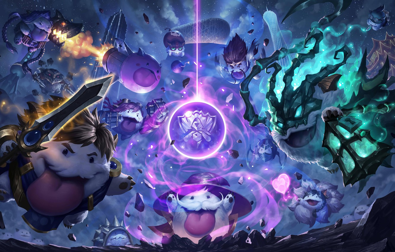 Photo Wallpaper League Of Legends, Lol, Ahri, Draven, - Lol Wallpaper Poro , HD Wallpaper & Backgrounds