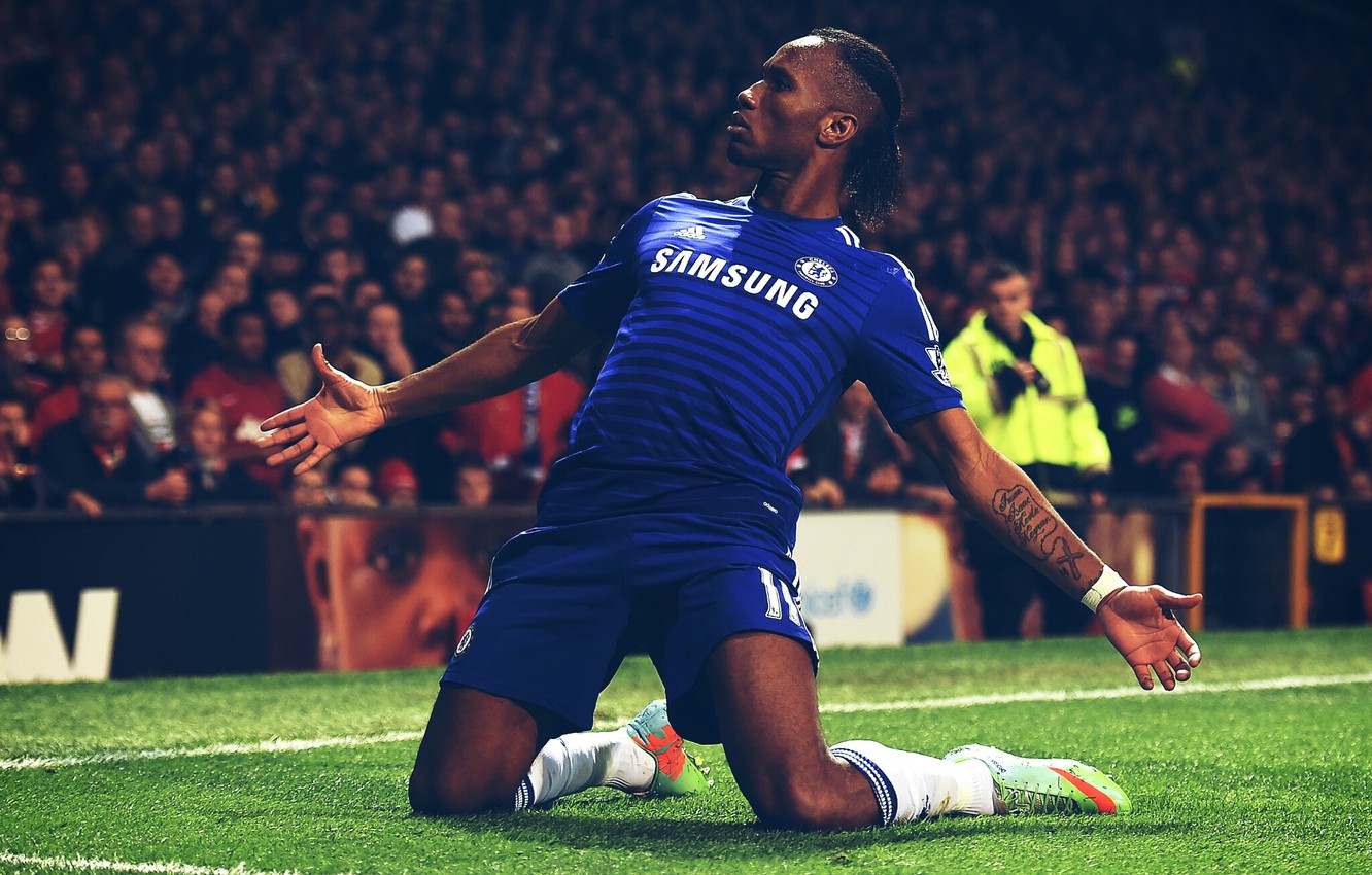 Photo Wallpaper Blue, Football, Male, Blue, Man, Football, - Didier Drogba , HD Wallpaper & Backgrounds