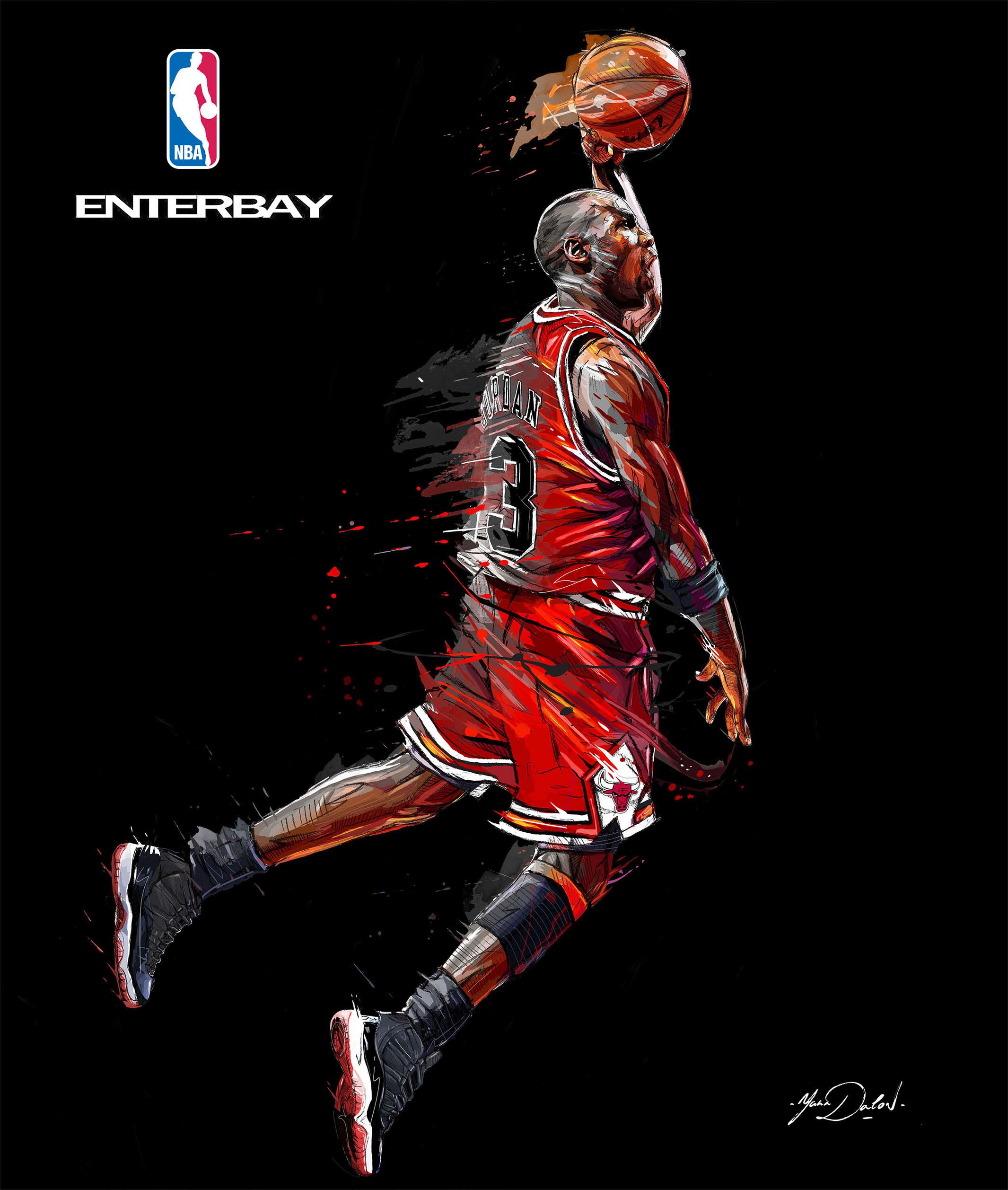 Three Paintings Of The Famous Michael Jordan, Scottie - Michael Jordan Dunk Art , HD Wallpaper & Backgrounds