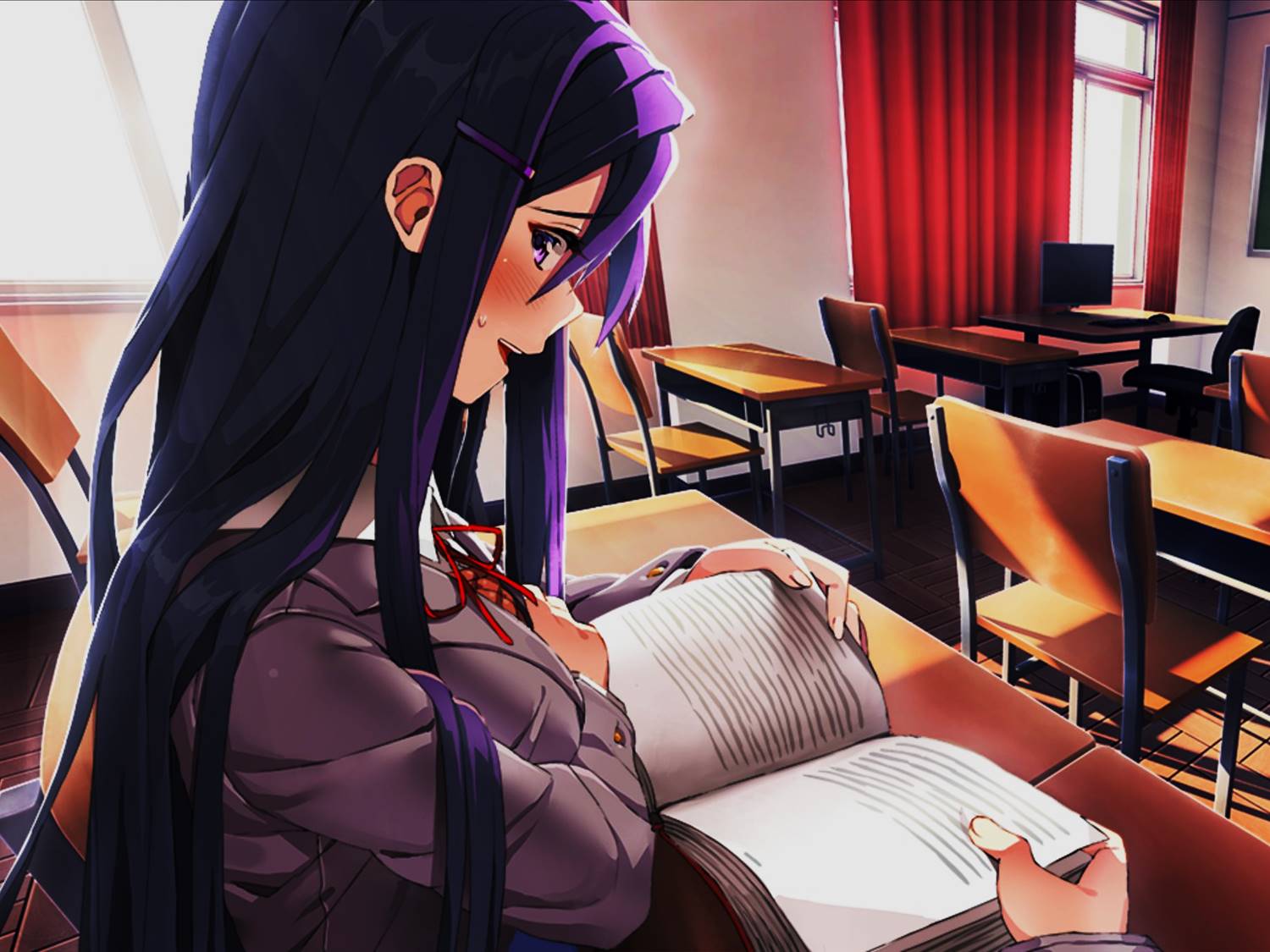 Yuri Wallpaper - Doki Doki Literature Club Yuri Cg , HD Wallpaper & Backgrounds