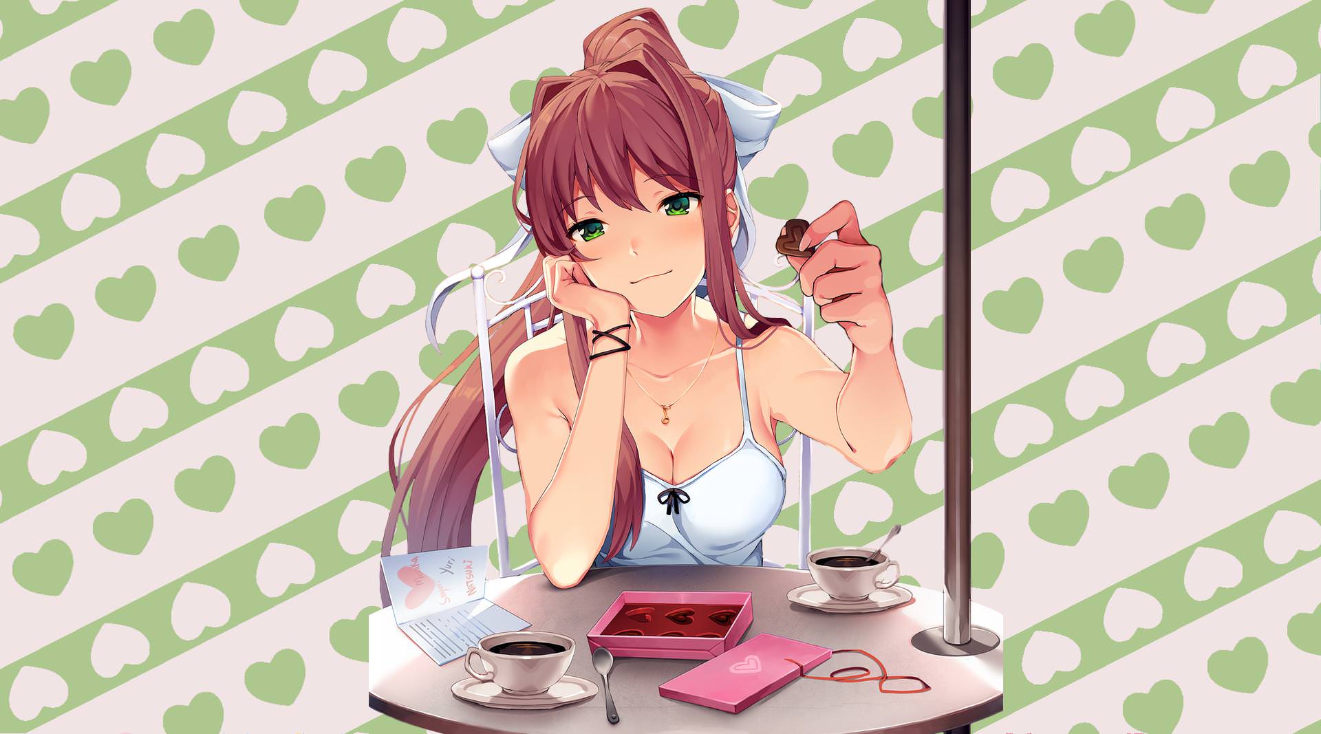 All Doki Doki Valentine's Wallpapers & Edits - Doki Doki Literature Club Monika Valentine , HD Wallpaper & Backgrounds