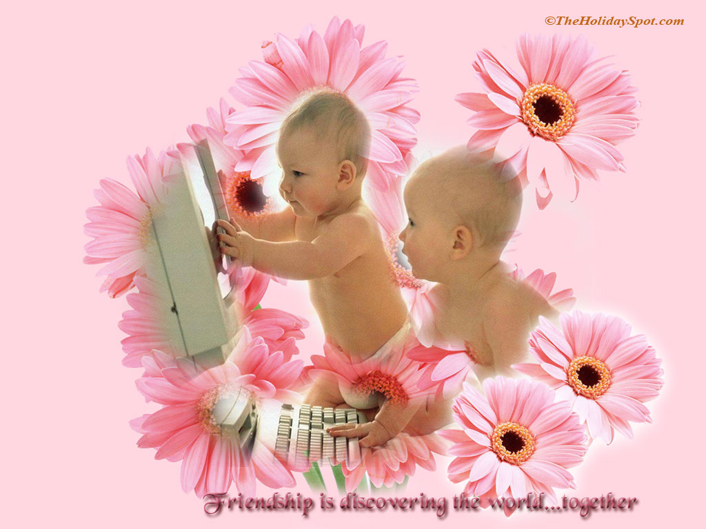 Two Little Friends Playing With Computer - Flower Transparent Aesthetic Png , HD Wallpaper & Backgrounds