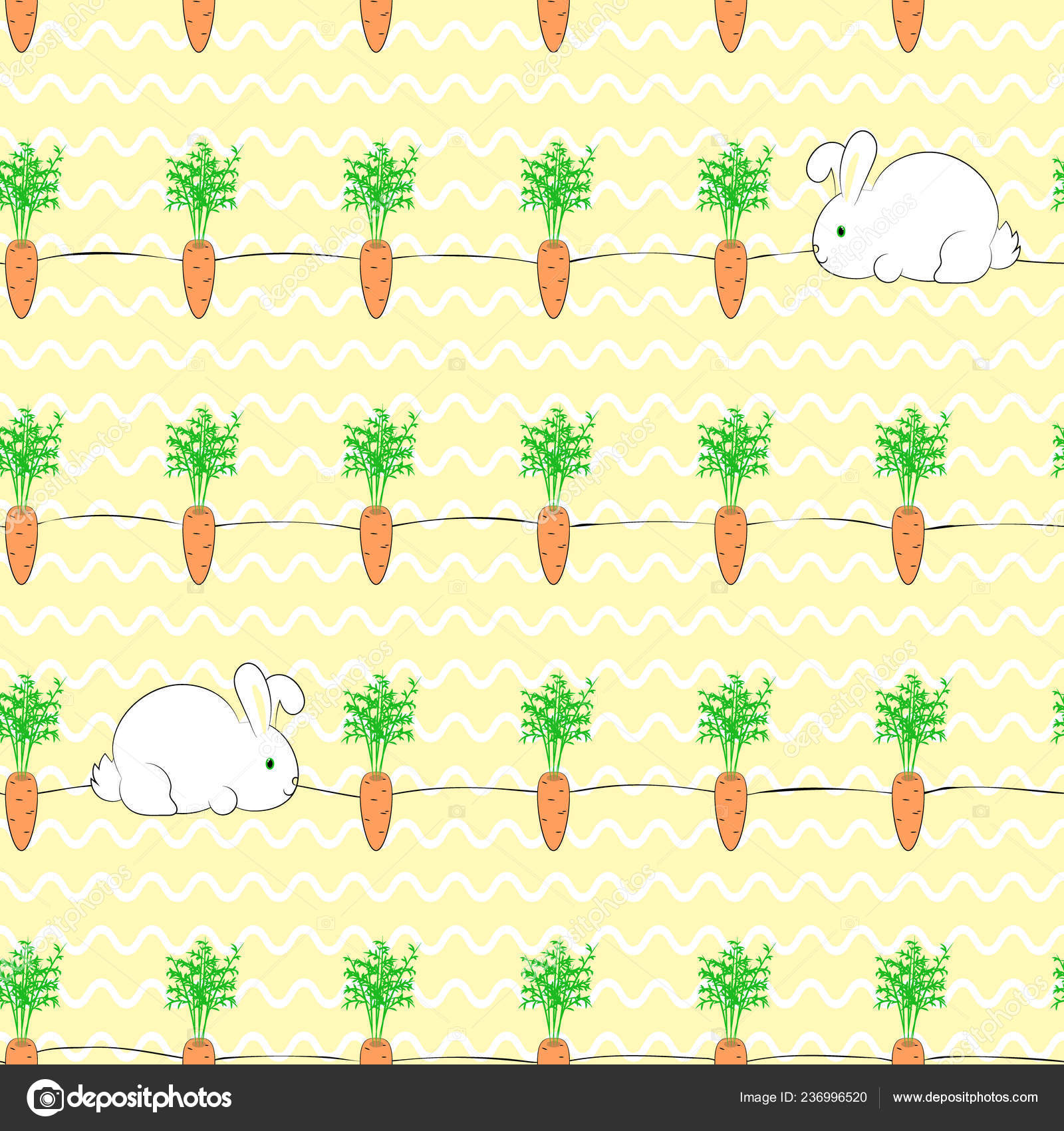 Cute Pattern With Many Carrots And Rabbits On The Yellow - Illustration , HD Wallpaper & Backgrounds