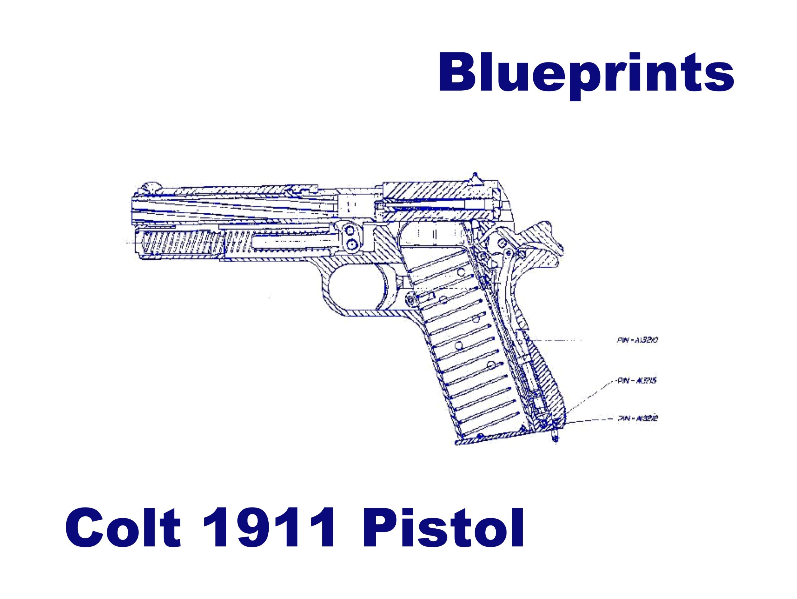 Colt 1911 Pistol Blueprints Plus Parts Diagram Plus - Pistol Blueprints , HD Wallpaper & Backgrounds
