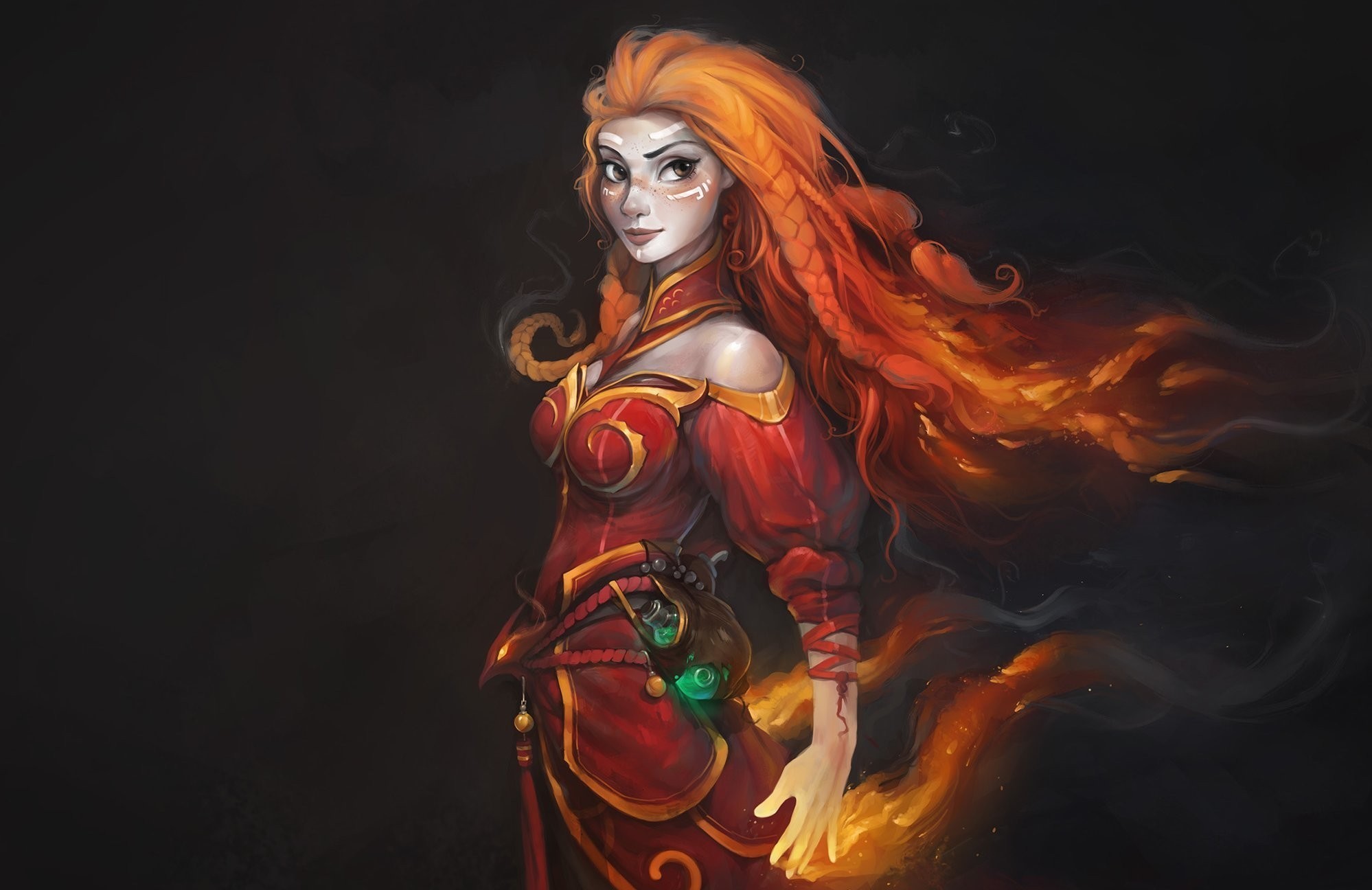 #video Games, #fantasy Girl, #lina, #dota 2, #lina - Haryarti Dota 2 , HD Wallpaper & Backgrounds